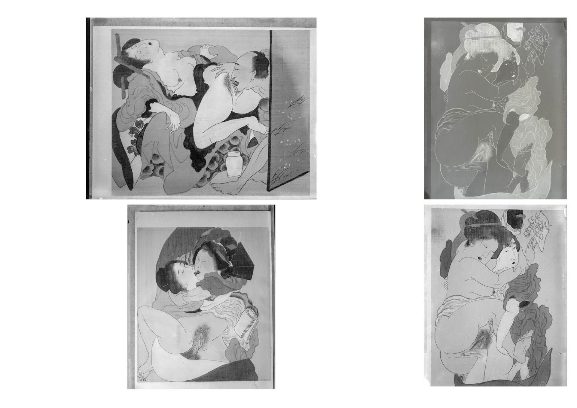 JAPON, XXème siècle, d'après Isoda KORUSAI (1735-1790) 八张玻璃板底片，再现了色情版画。

16.3 x &hellip;