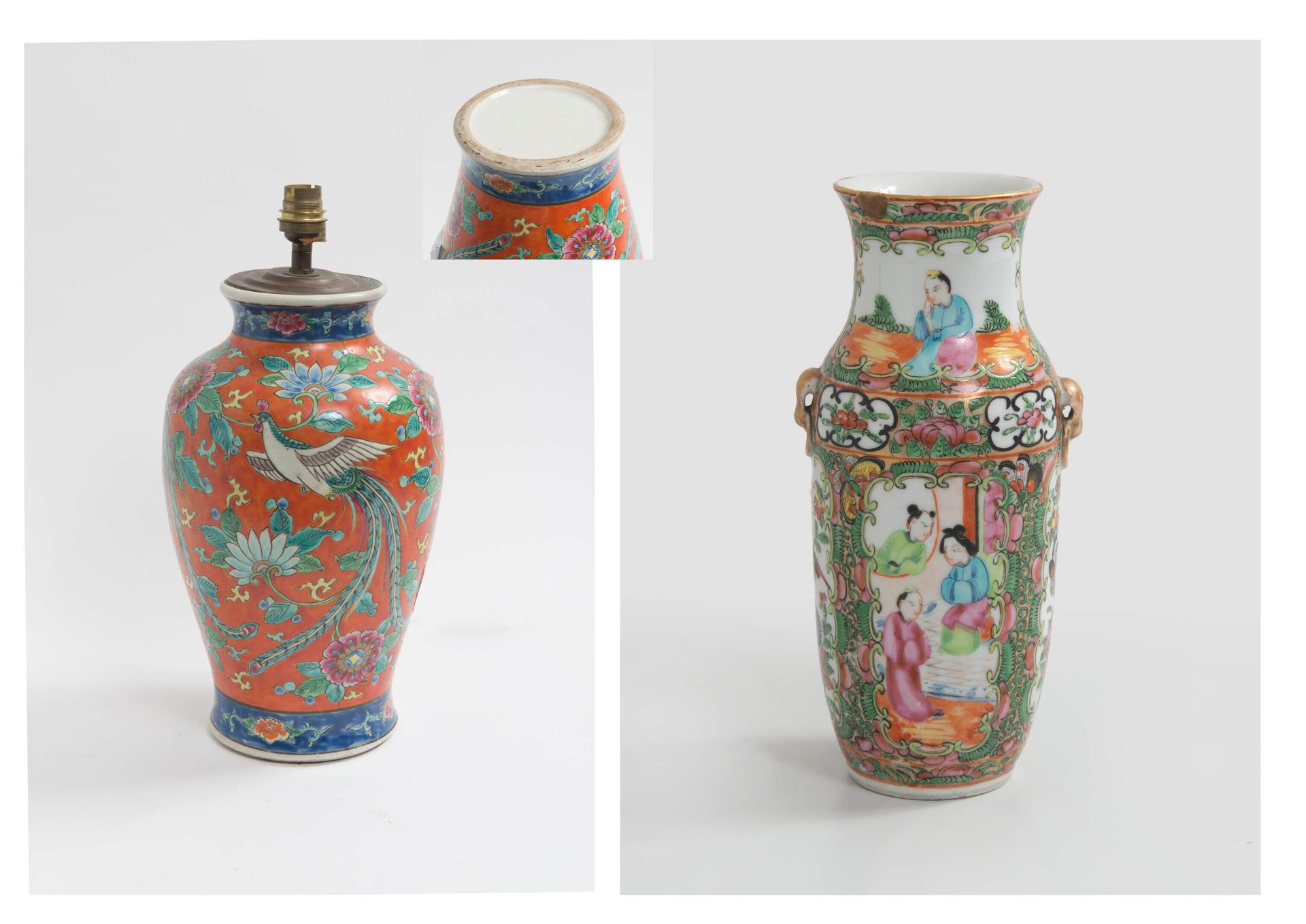 CHINE, XIXème-XXème siècles - Pequeño jarrón de porcelana con decoración policro&hellip;