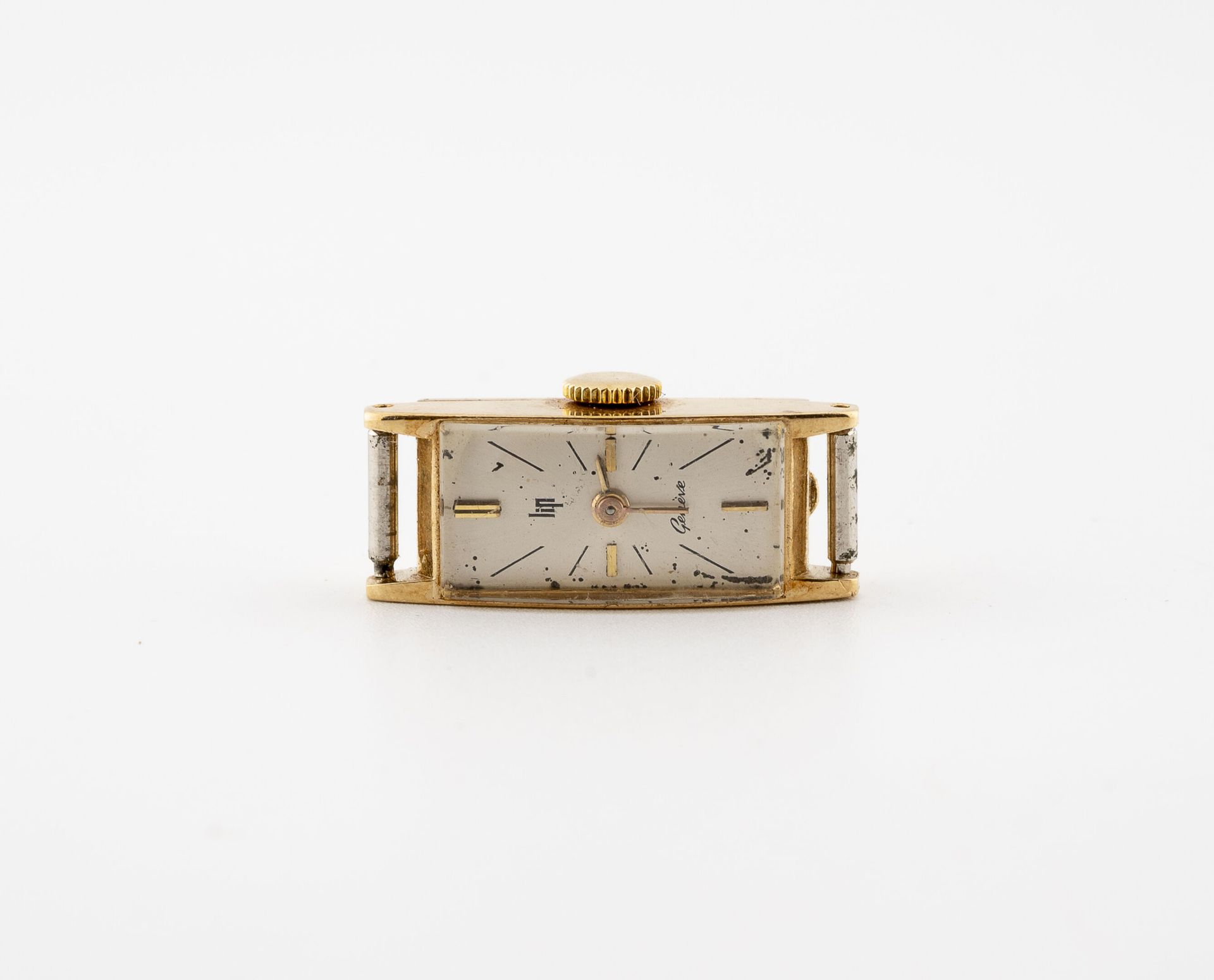 LIP Boîtier de montre bracelet de forme rectangulaire en or jaune (750).

Cadran&hellip;