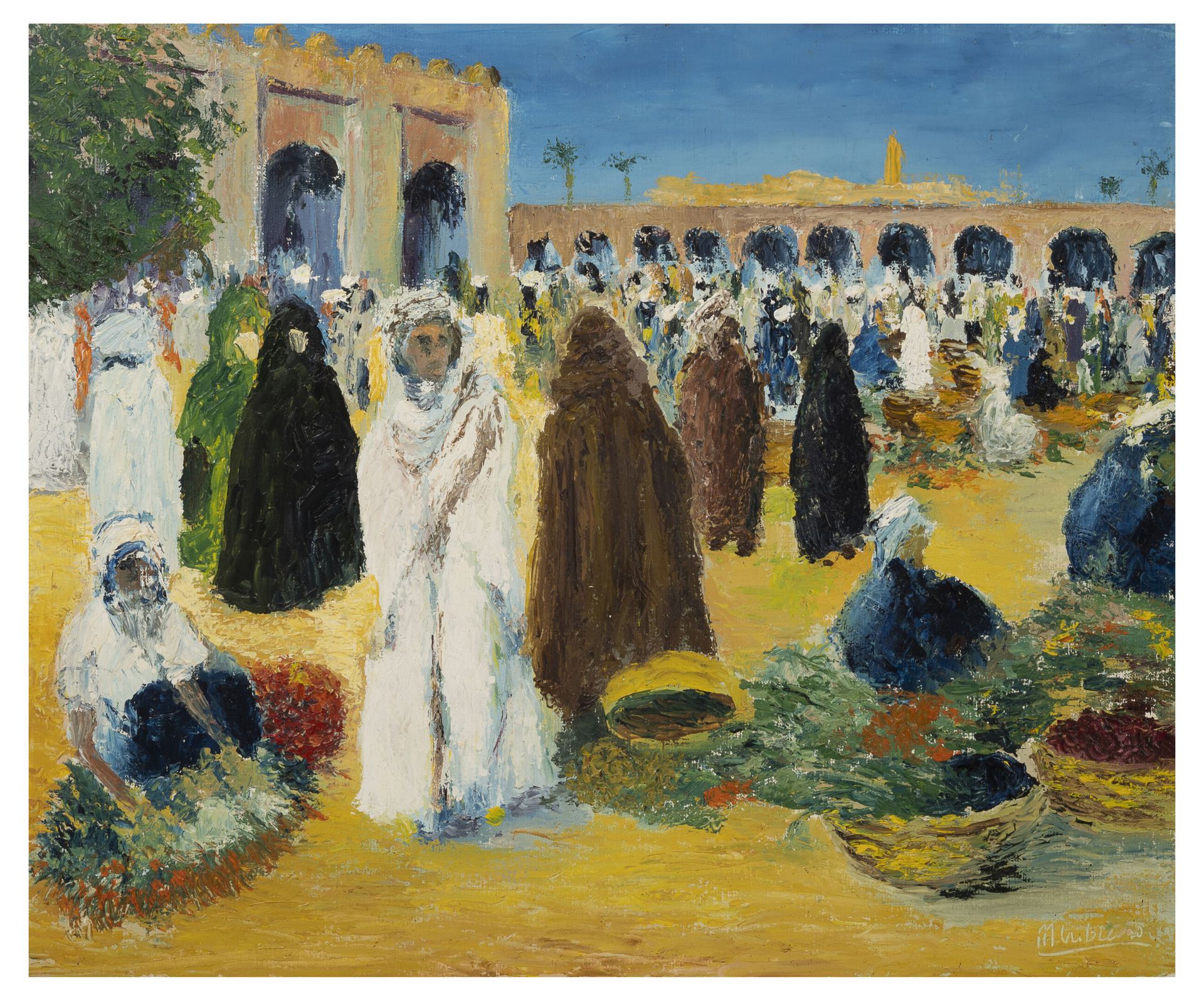 Michel Lubrano (1919) Souk marocchino.

Olio su tela.

Firmato in basso a destra&hellip;