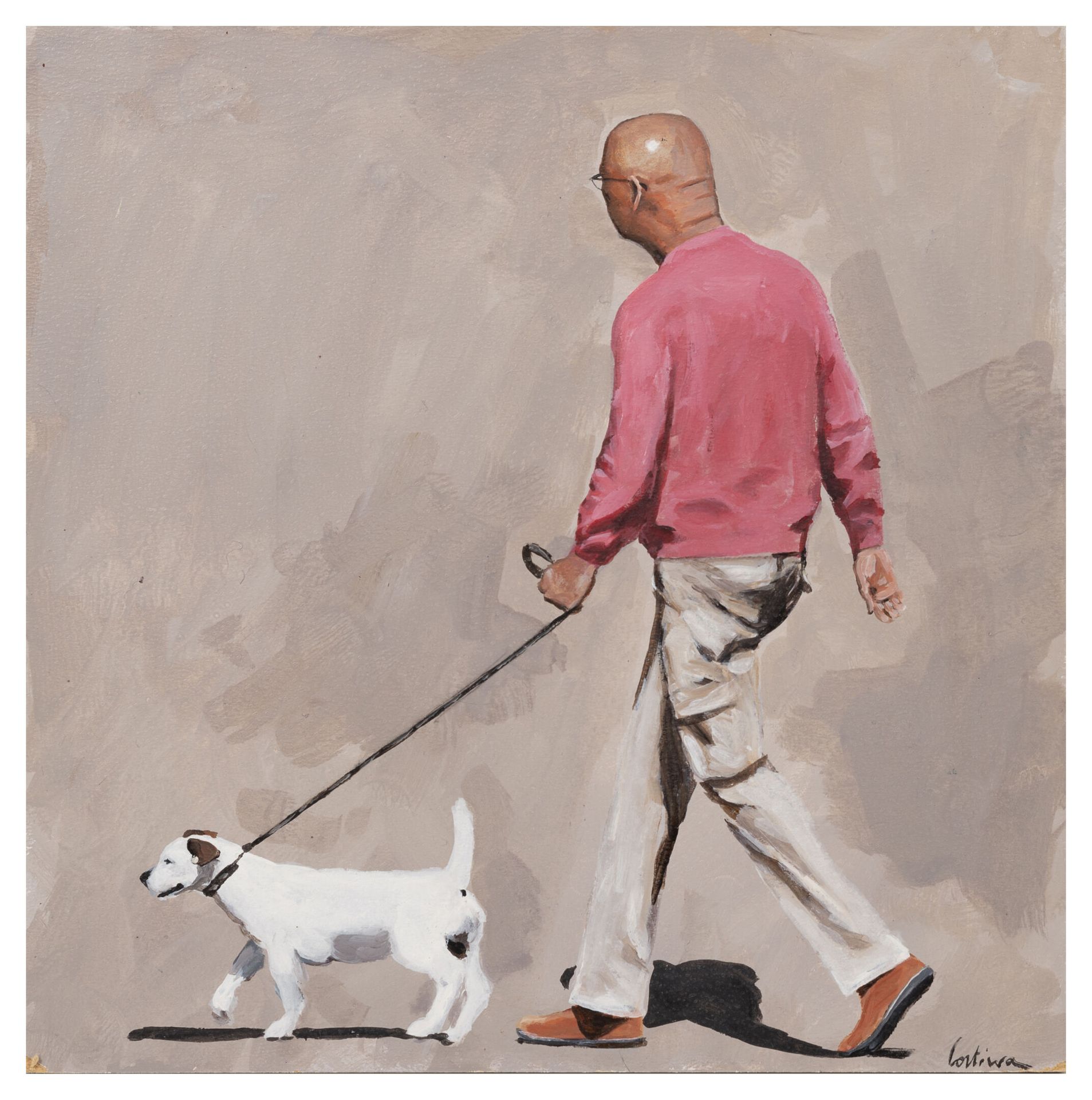 LORTIWA (1962) The man with the dog, 2007.

Oil on cardboard.

Signed lower righ&hellip;