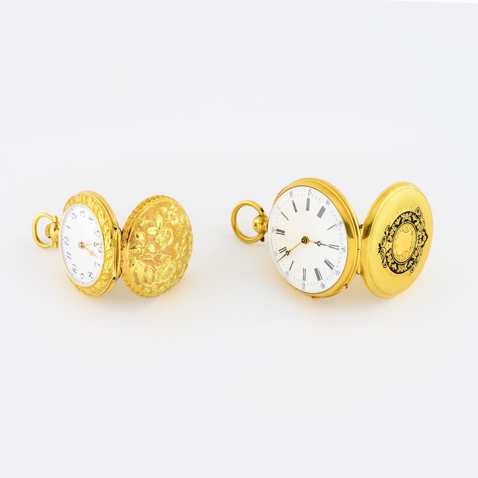 Lot en or jaune (750) comprenant : - Uhr mit Kragen

Hinterer Deckel mit getrieb&hellip;