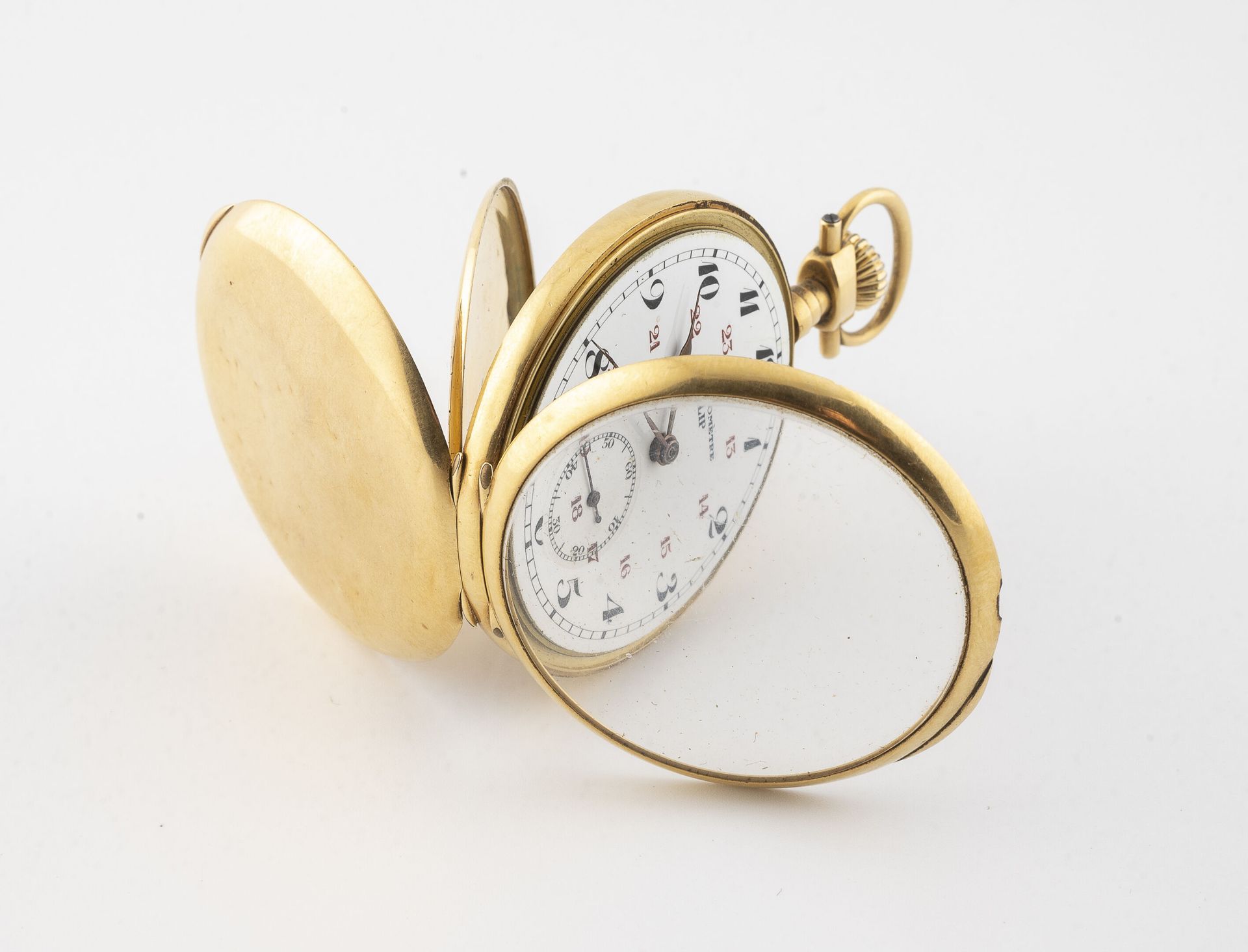 LIP, chronomètre. Taschenuhr aus Gelbgold (750).

Deckel mit einfarbigem Boden.
&hellip;