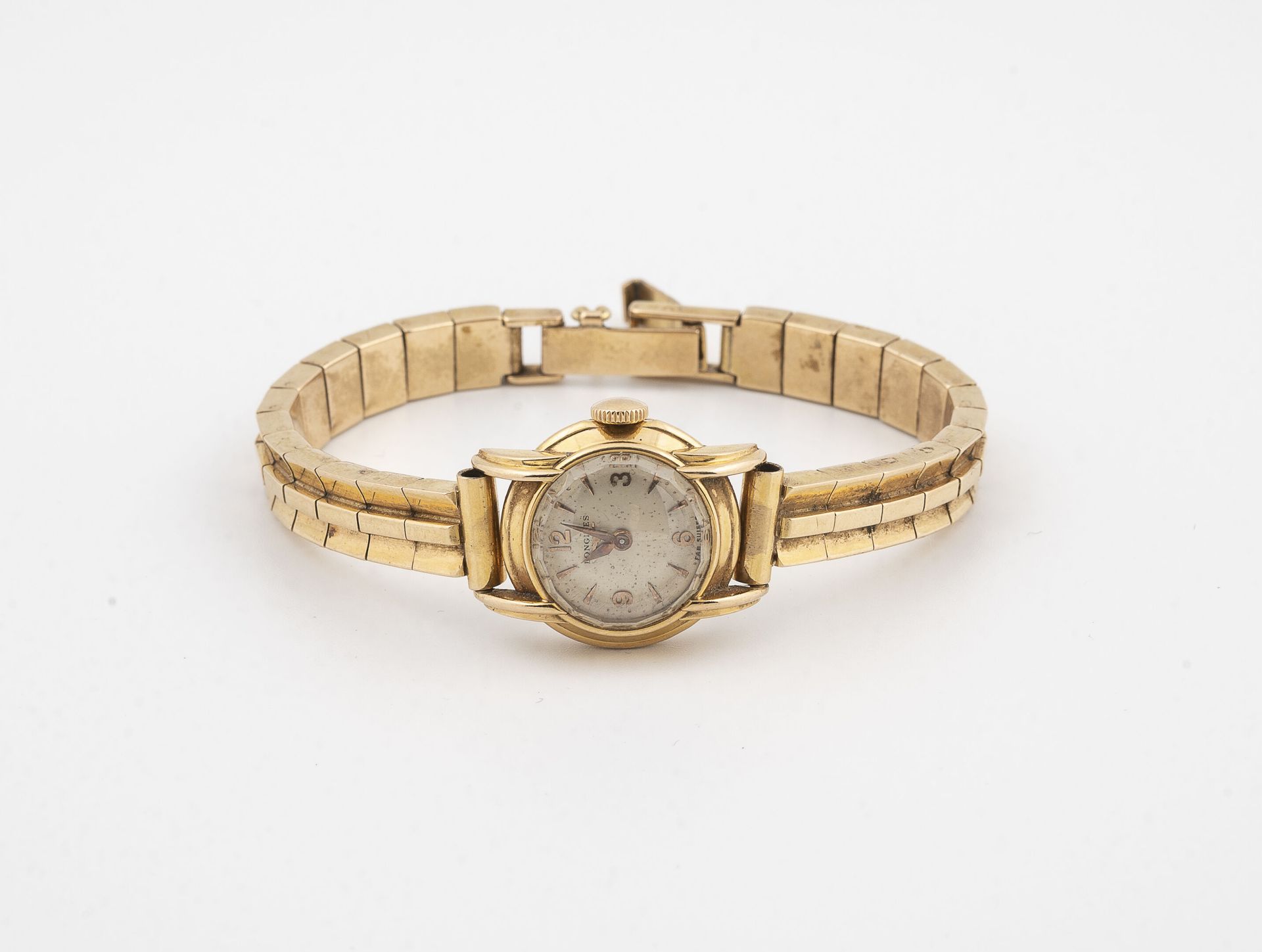Null Montre bracelet de dame en or jaune (750) 

Boîtier rond.

Cadran à fond iv&hellip;