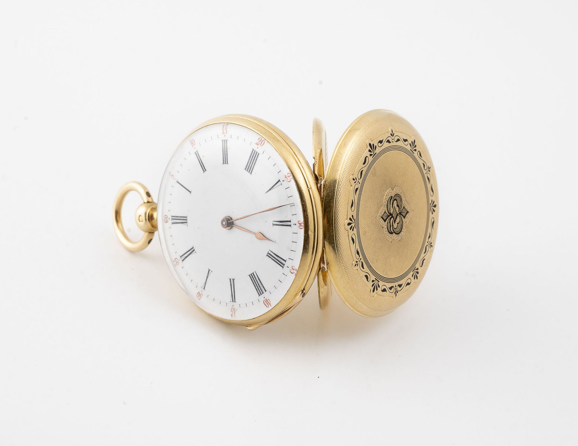 Null Pocket watch in yellow gold (750).

Back cover decorated with accolades and&hellip;