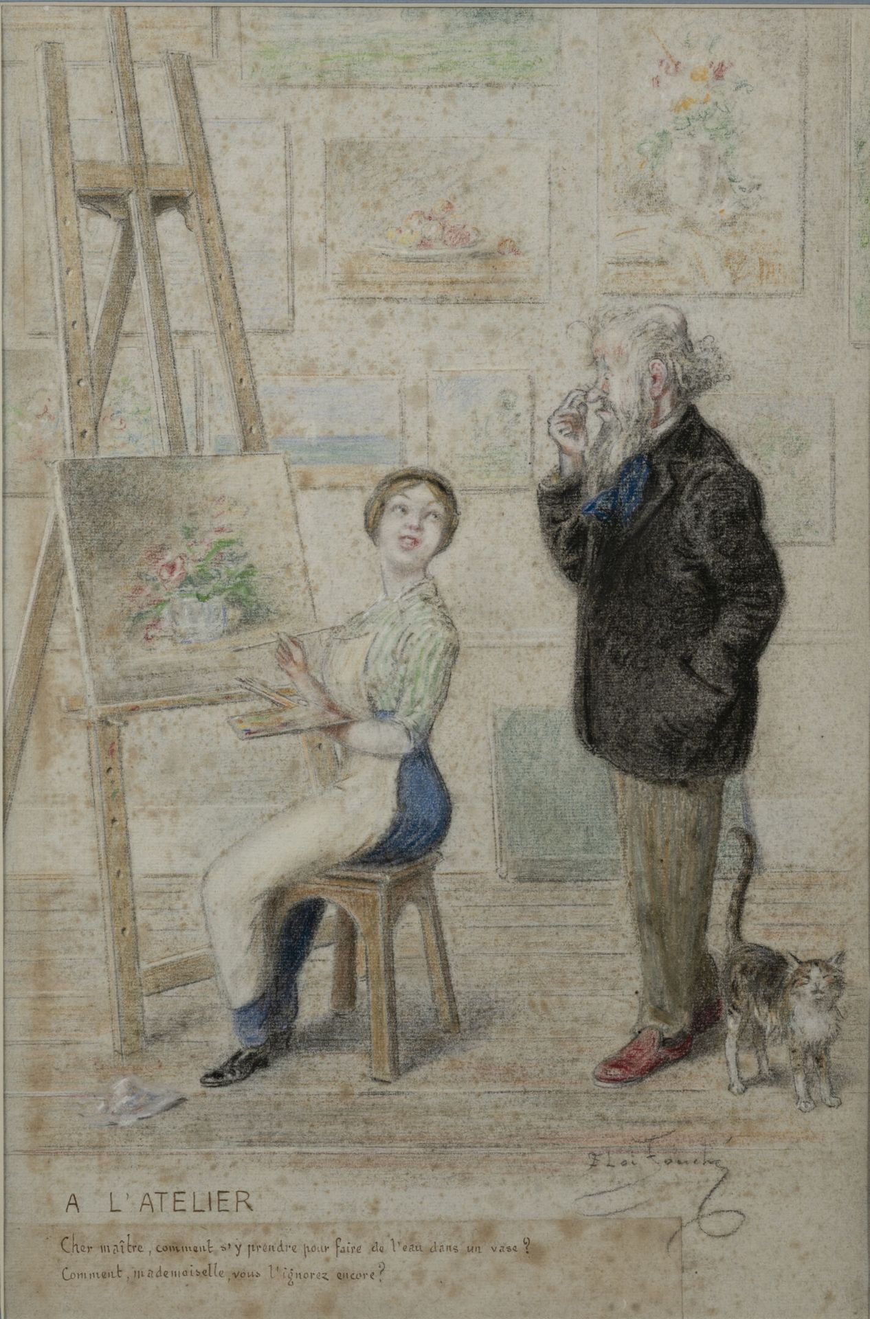 Éloi FOUCHE(1854-1918) A l'atelier.

Dessin aux crayon, fusain et pastel. 

Titr&hellip;