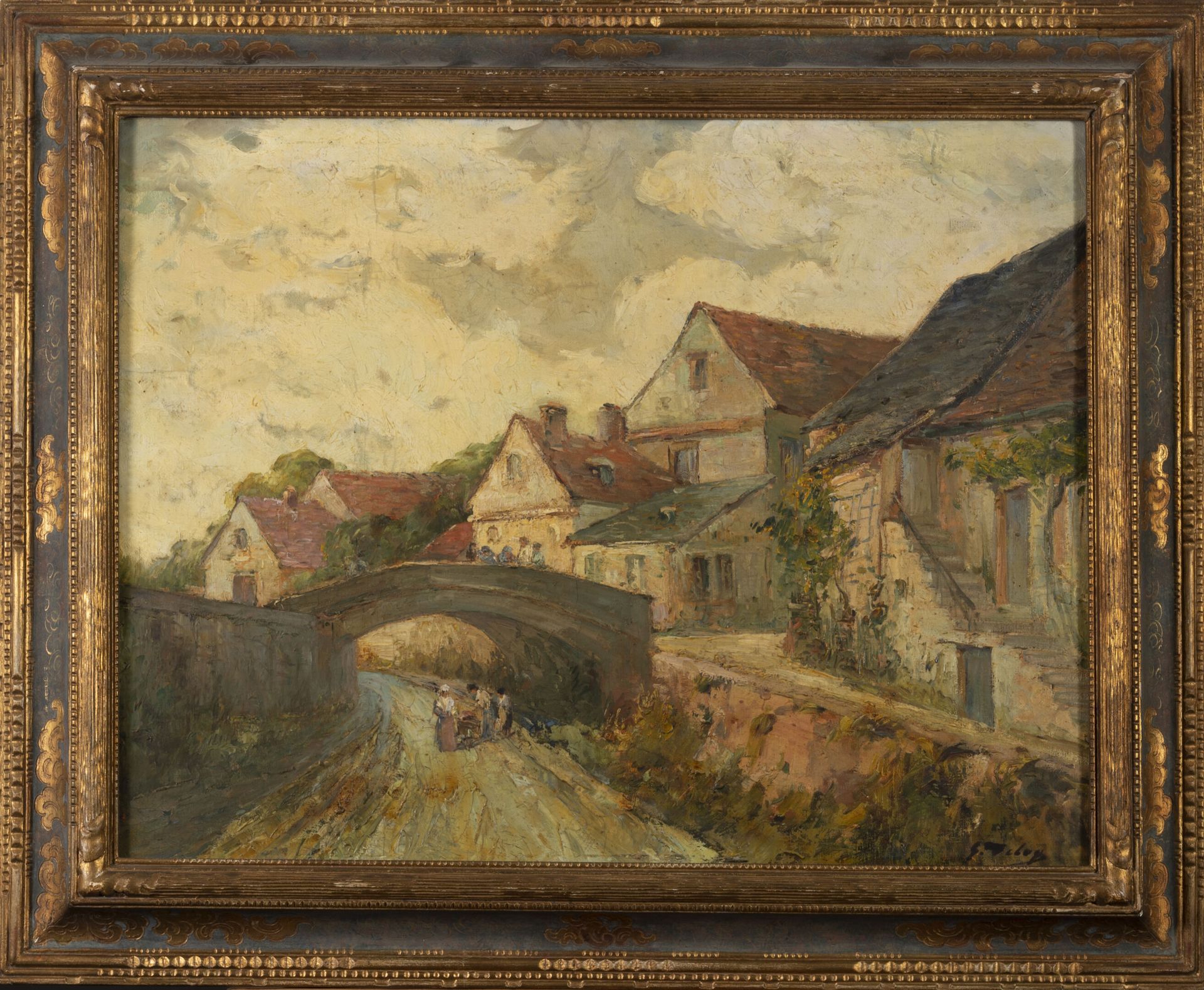 Georges DELOY (1856-1930) Ansammlung von Frauen unter einer Brücke, entlang eine&hellip;