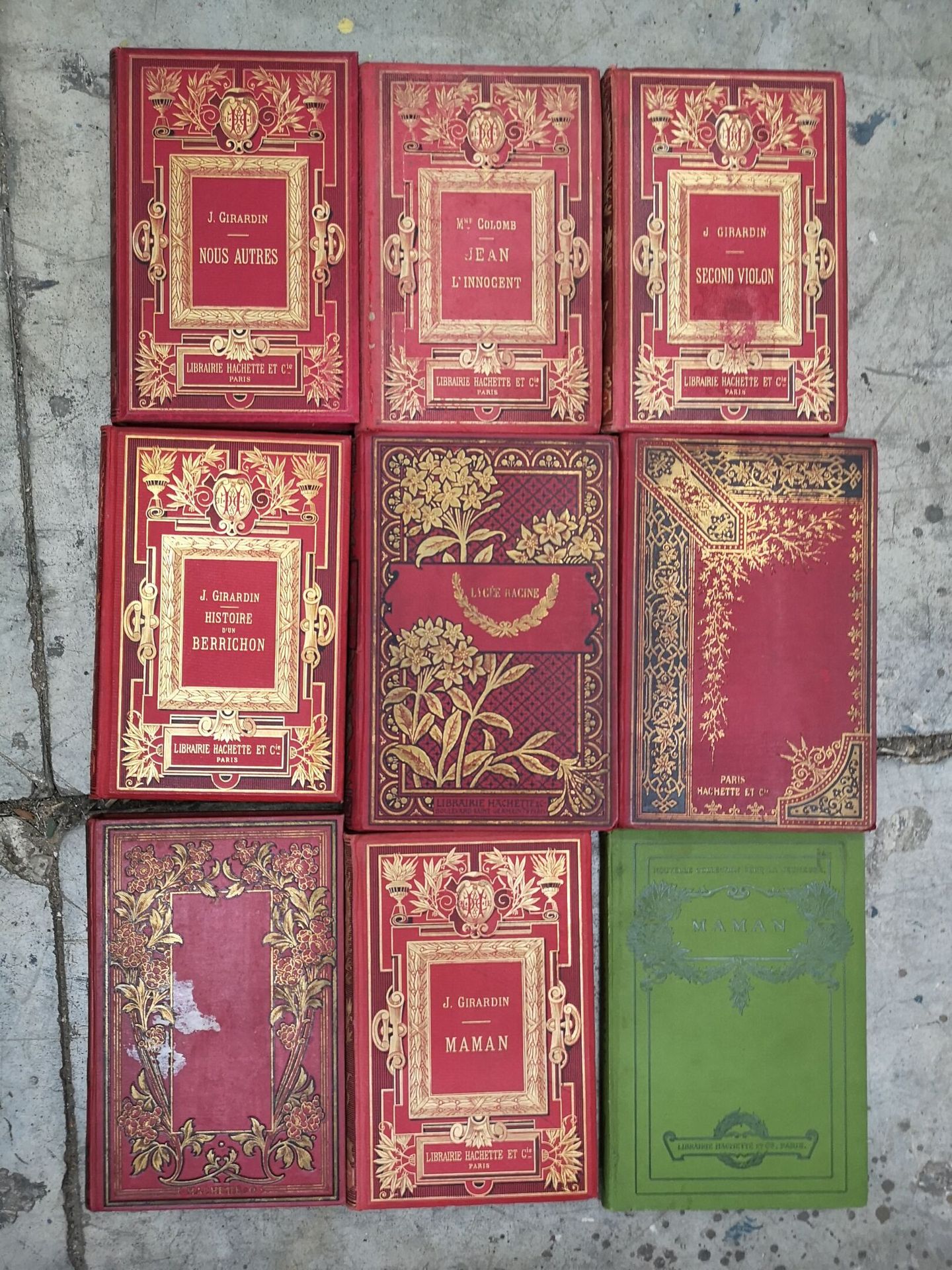 EUROPE, XIXème-XXème siècles 5个书箱。

- 两本年轻人的书，包括一些纸板封面的书（J. GIRARDIN, H. MALLOT,&hellip;