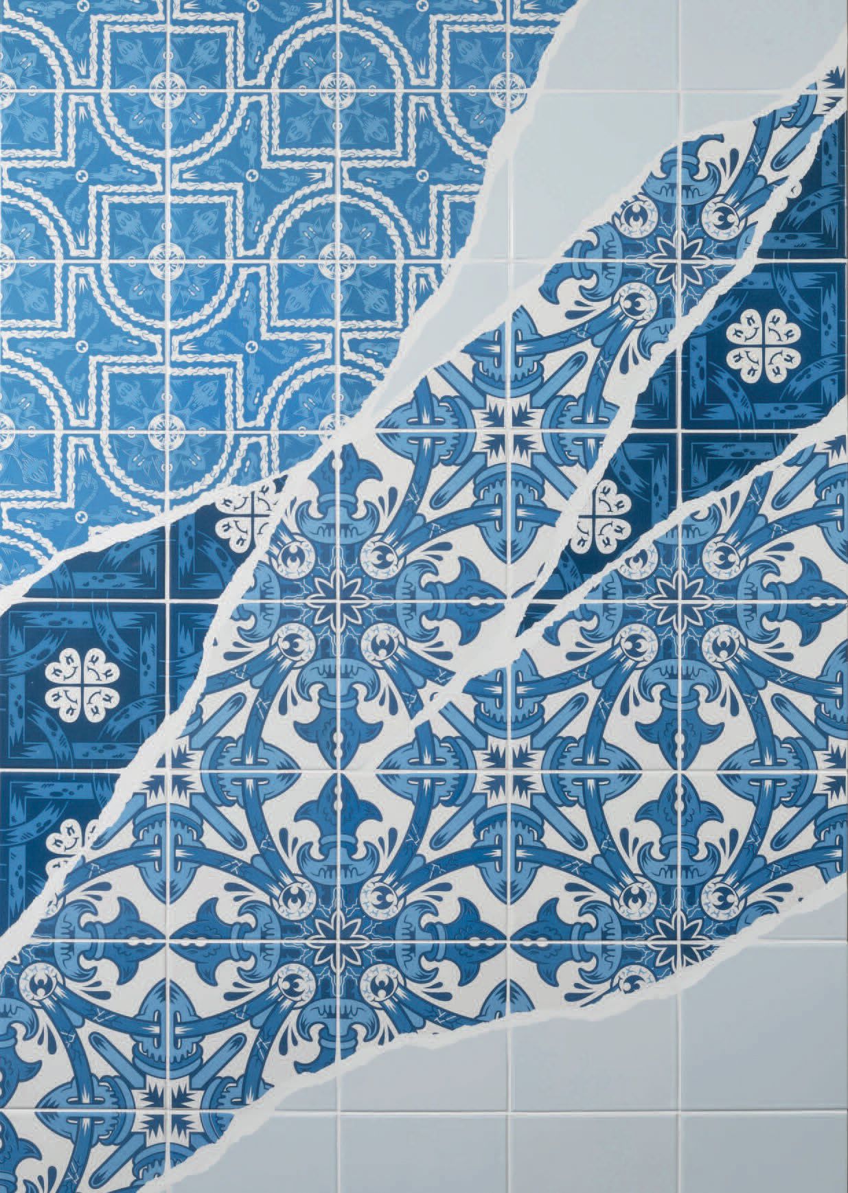 ADD FUEL (NÉ EN 1980) Cleave 06, 2019. 
 Ceramic tile assemblage on panel.
Signe&hellip;