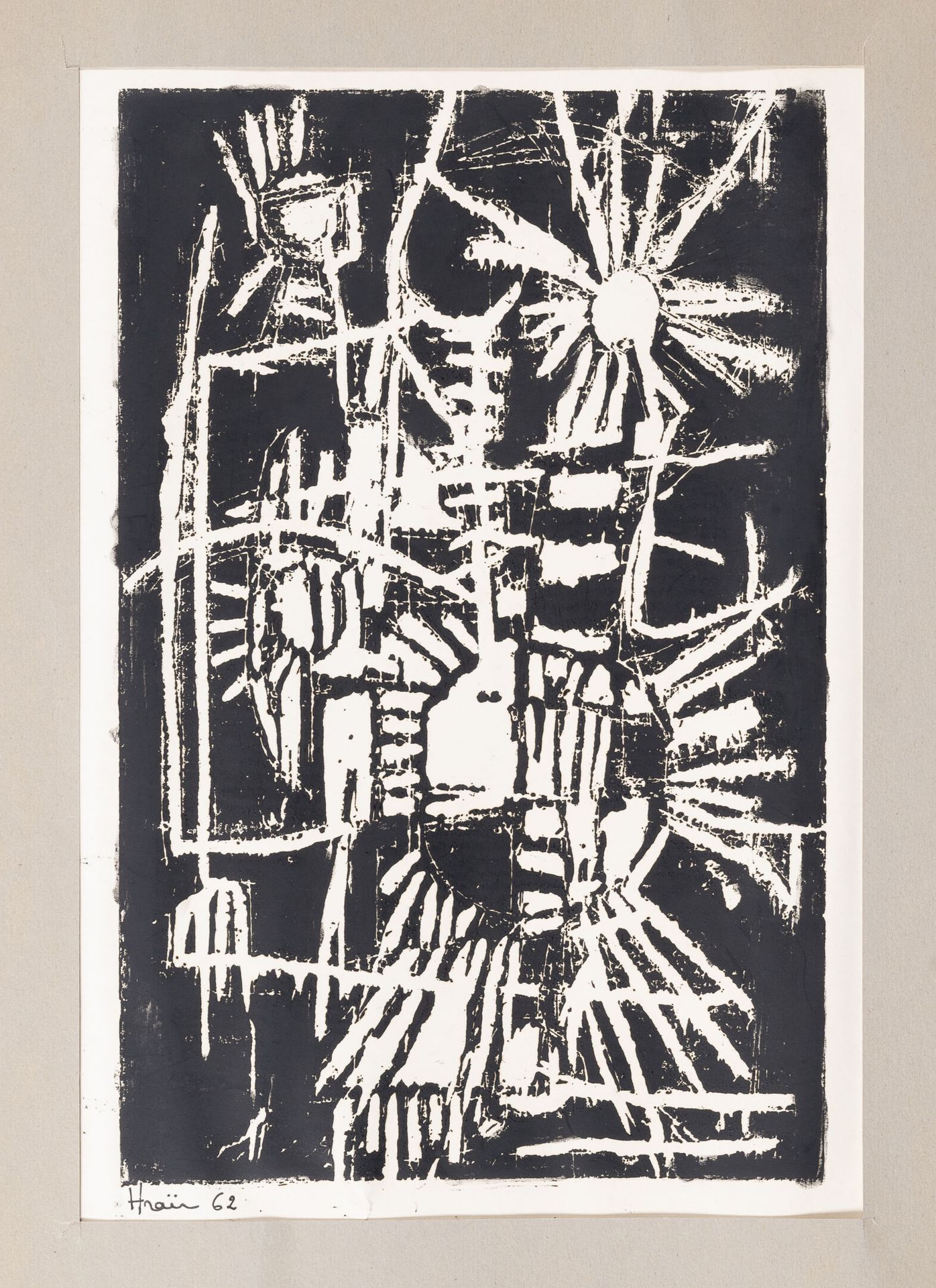 MELMY (XXème siècle) 无题》，1962年。

纸上木炭和彩色铅笔。

右下方有签名和日期。

39.5 x 32 厘米。

附上。

头发（&hellip;