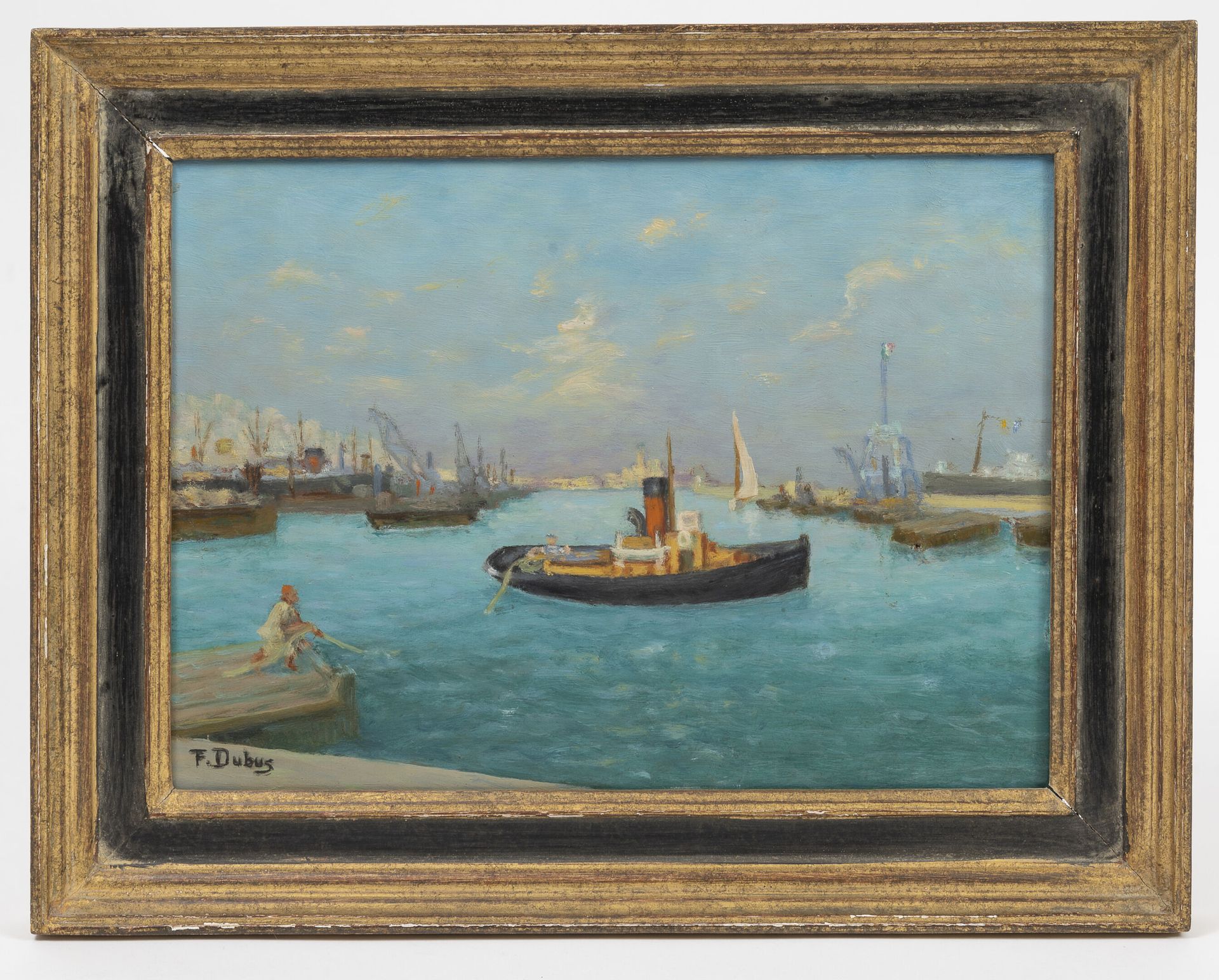 Félix DUBUS (XXème siècle) The port of Algiers.

Oil on isorel. 

Signed at the &hellip;