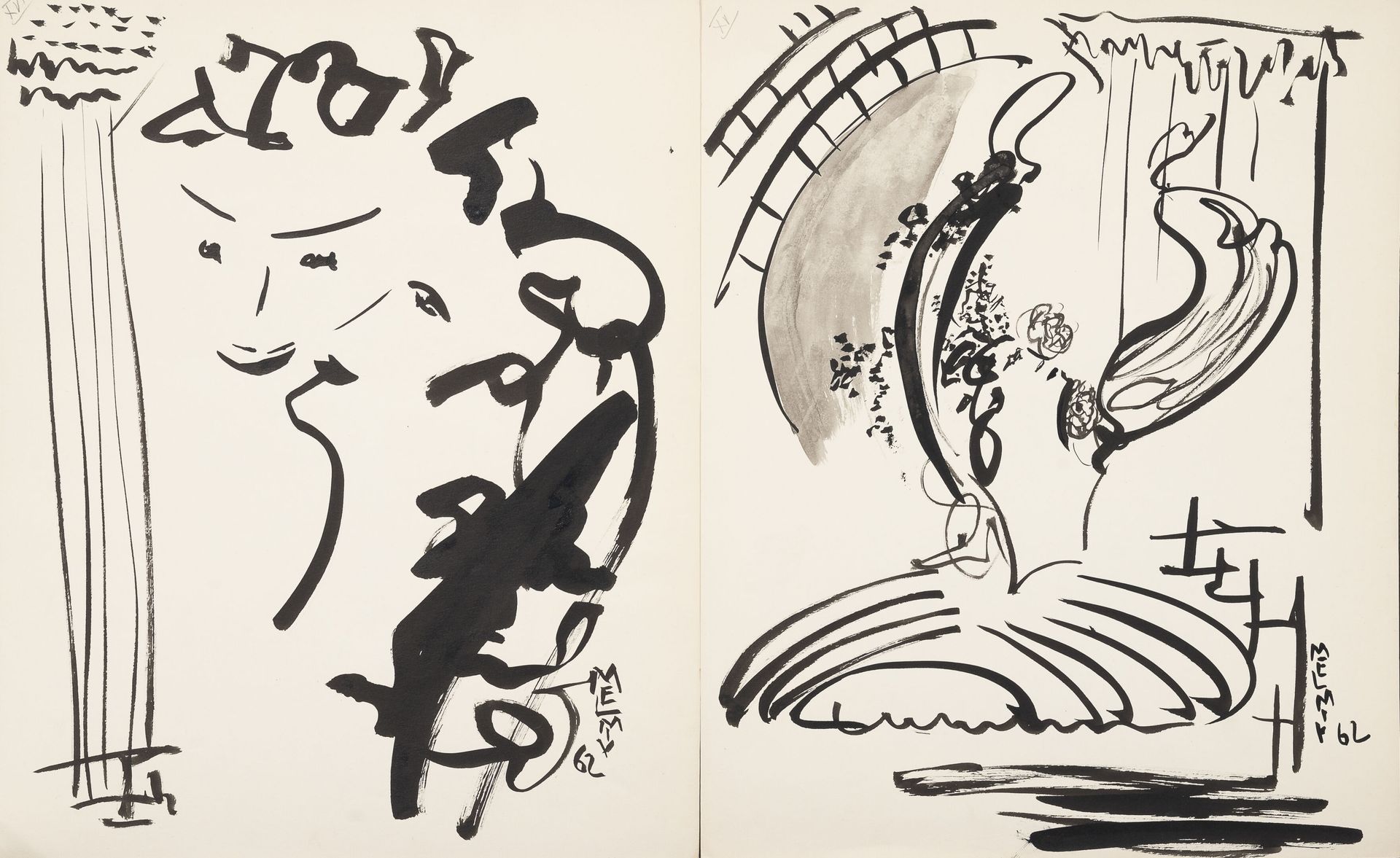 MELMIY (XXème siècle) Senza titolo.

Serie di tredici disegni a inchiostro su ca&hellip;