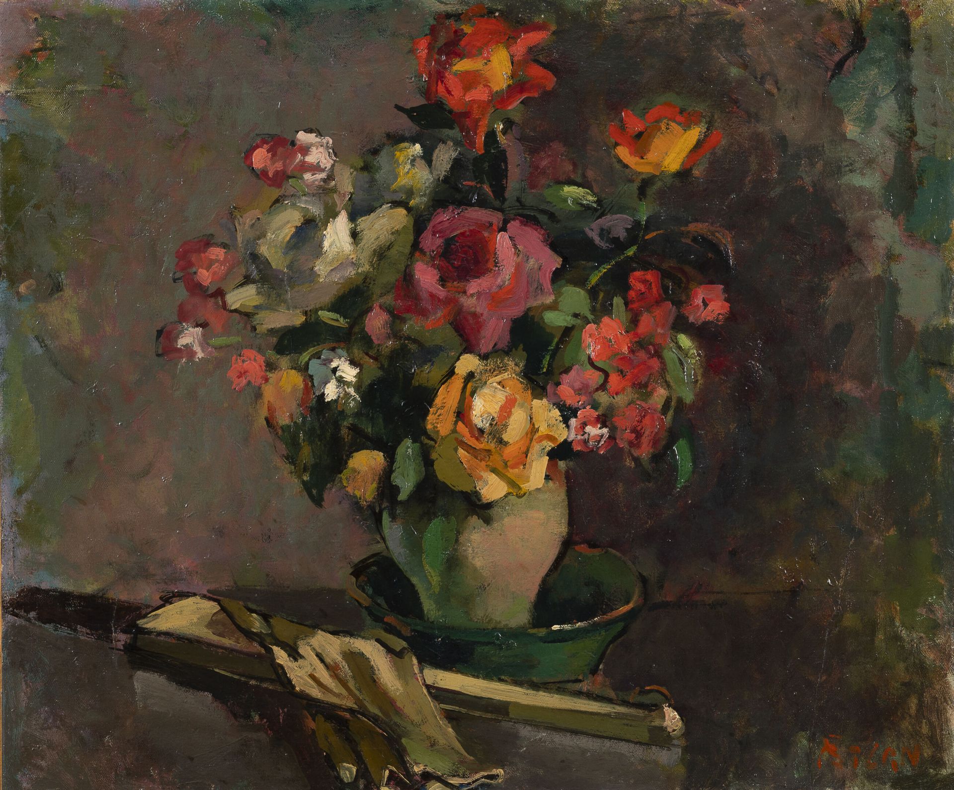 ATLAN (XXème siècle) 有一束花的静物。

布面油画。

右下方有签名。

50 x 59厘米。

装框和修复。