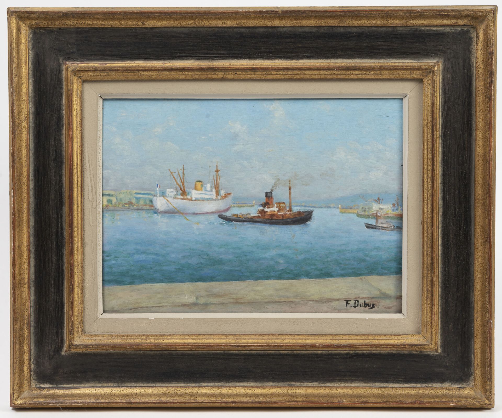 Félix DUBUS (XXème siècle) The port of Algiers. 

Oil on panel. 

Signed lower r&hellip;