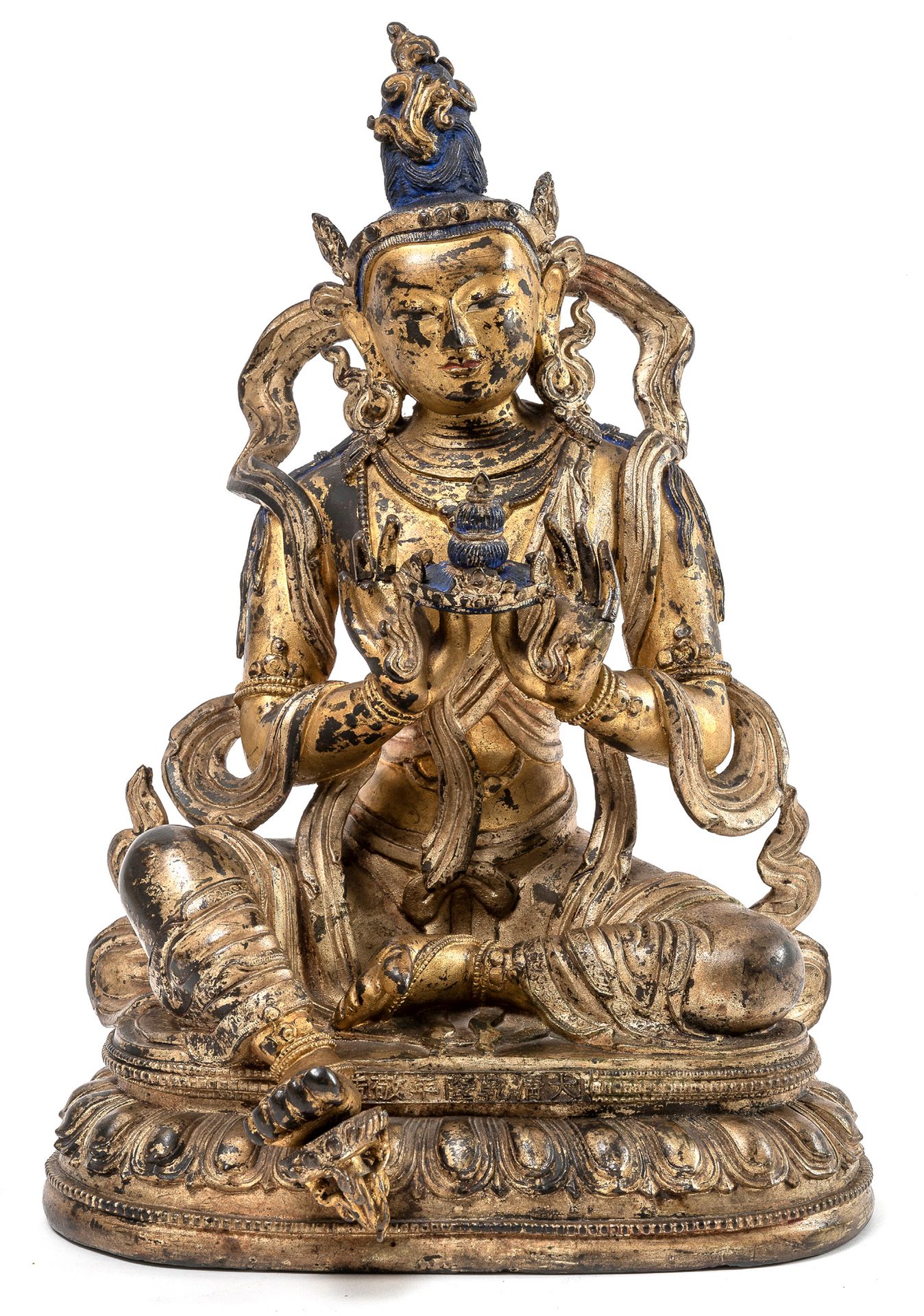 CHINE époque Qianlong (1736 1795) Important statue. In gold lacquered bronze of &hellip;