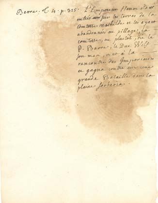 ROUSSEAU Jean-Jacques (1712-1778). 亲笔手稿；半页in-4（棕色斑点）。
摘自约瑟夫-巴雷神父的《阿勒梅尼的历史》（1748年&hellip;