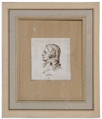 [GOETHE Johann Wolfgang von (1749-1832)]. RETRATO original, dibujo a pluma y tin&hellip;