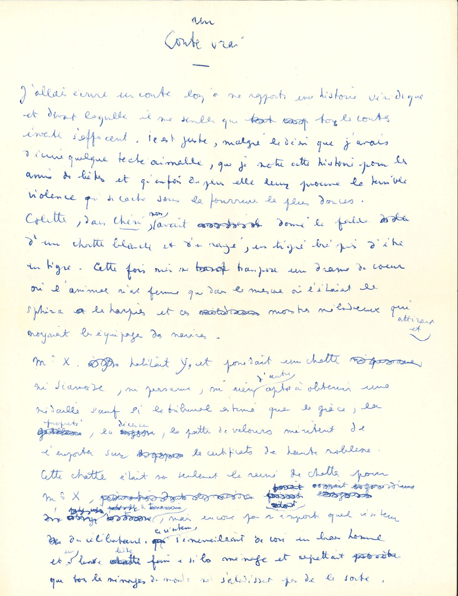 COCTEAU JEAN (1889-1963). MANUSCRIT autograph "Jean Cocteau", Un Conte vrai, [19&hellip;