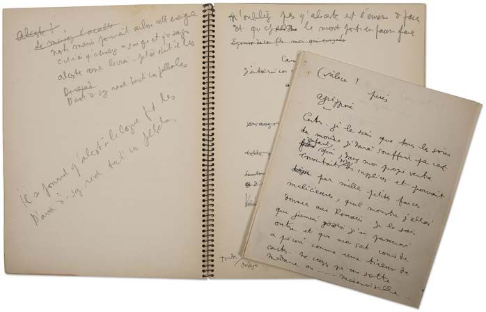 COCTEAU JEAN (1889-1963). 亲笔签名，[La Maison hantée, 1937]；35页，4页，装在一个螺旋式笔记本上，也装在纸上&hellip;