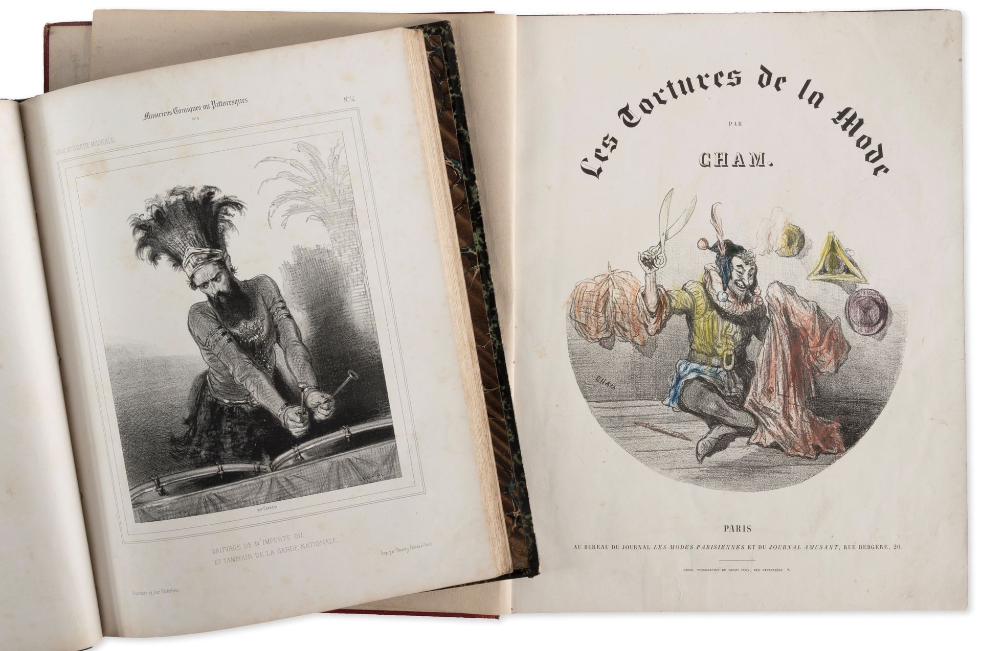 GAVARNI Paul (1804-1866). 52张图集，取自《巴黎音乐杂志》；4开本，当代装帧，半绿基色。
该系列作品为Musiciens Comiqu&hellip;