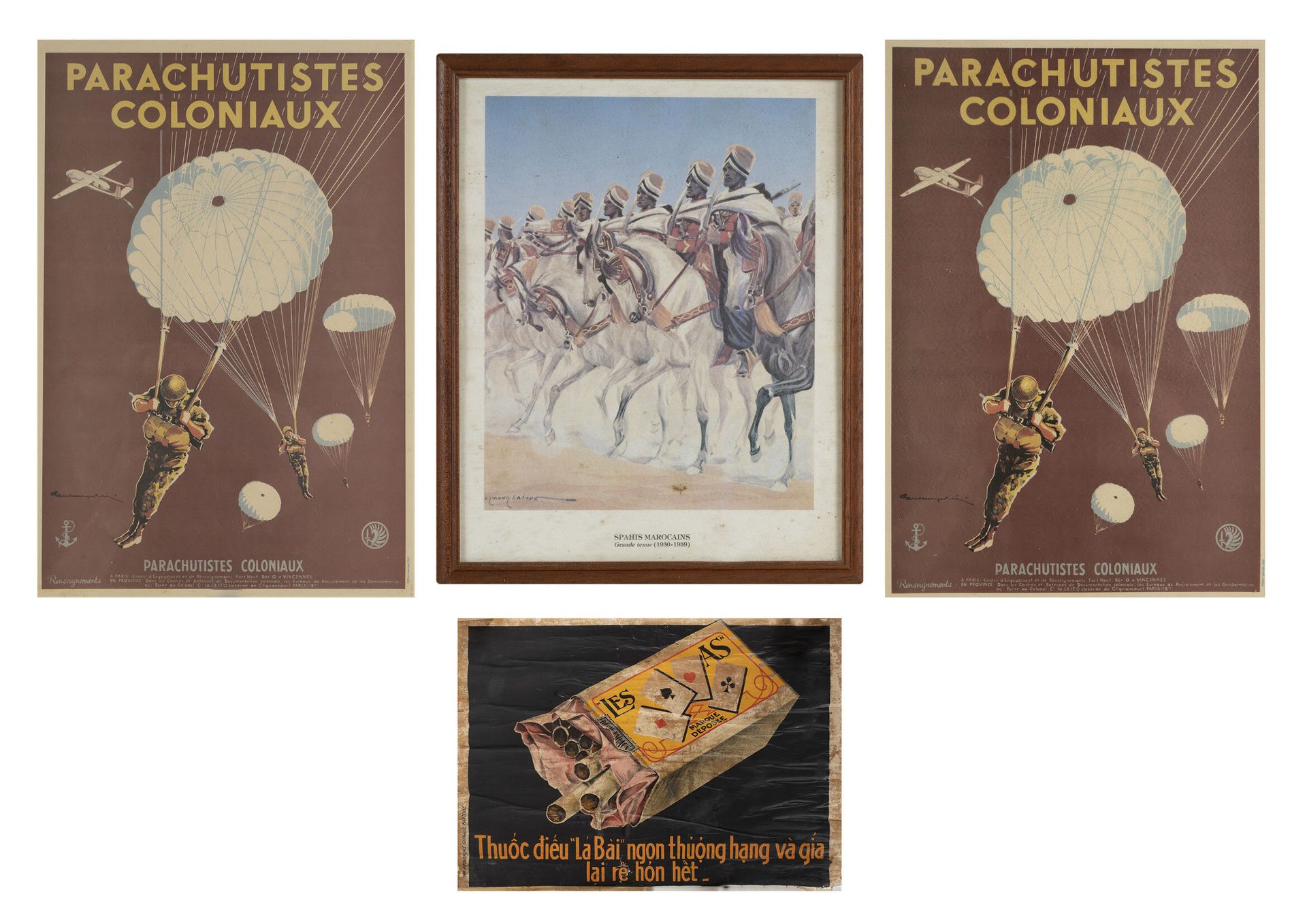 2 retirages d'affiches « Parachutistes Coloniaux » illustrée par Paul Lengellée.&hellip;