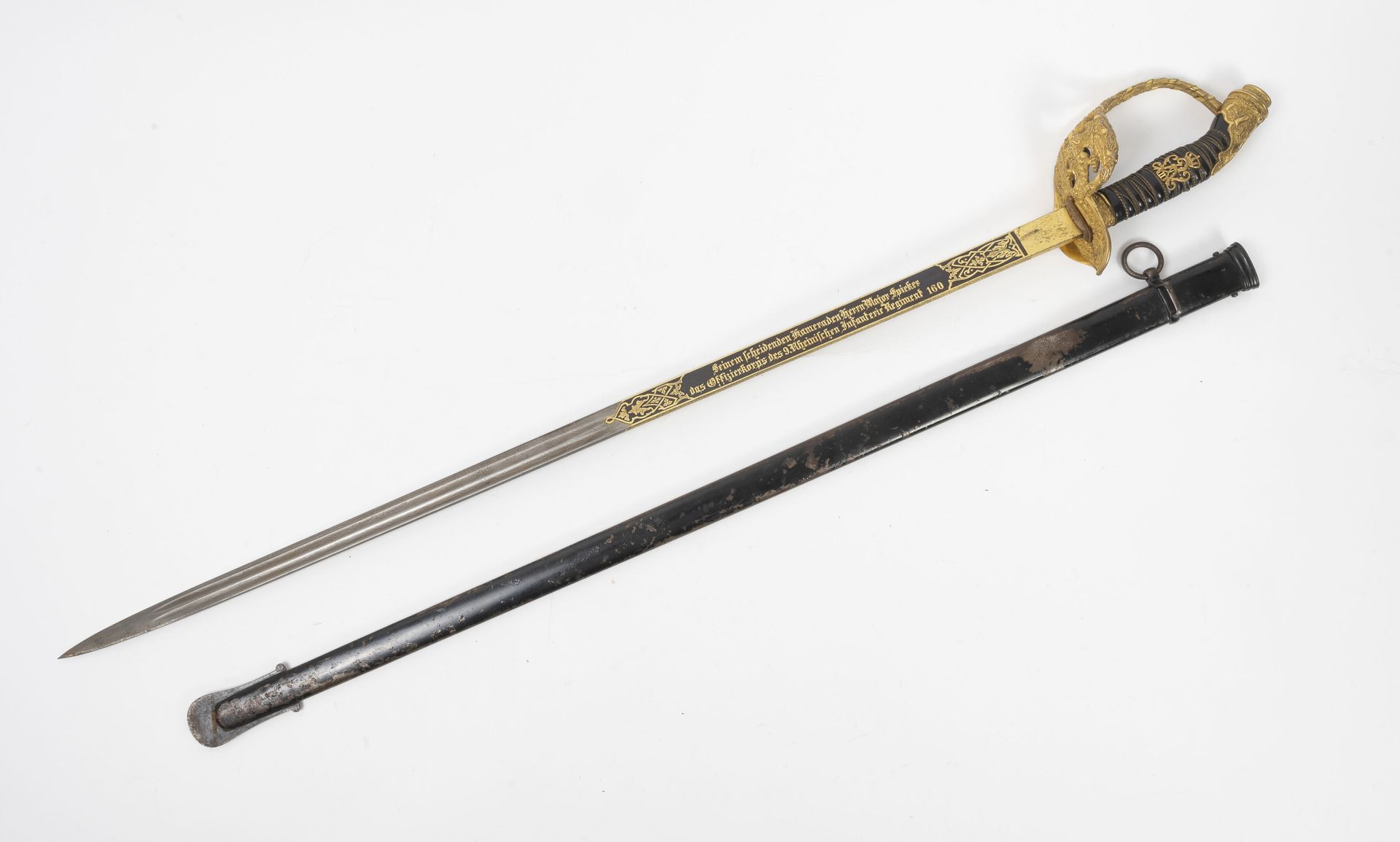 EMPIRE ALLEMAND, règne de Guillaume II (1888-1918) 豪华步兵军官军刀，1889年款。

鎏金黄铜剑柄上凿有橡树&hellip;