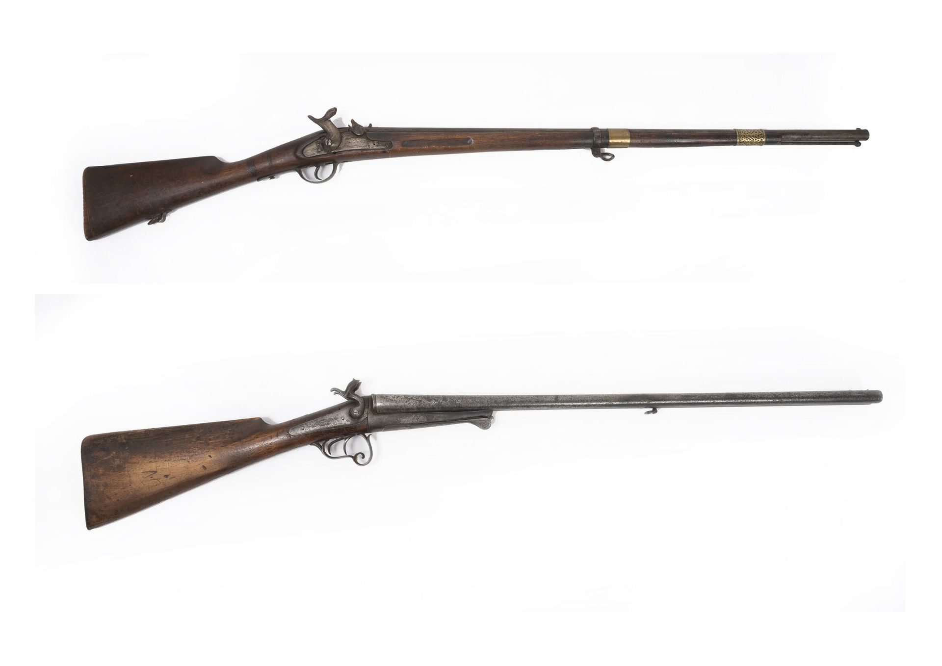 POUR L'AFRIQUE DU NORD, fin du XIXème siècle 燧发枪（复合式）挤奶步枪，在胶囊上改装了打击式。

平身锁。

平滑的&hellip;