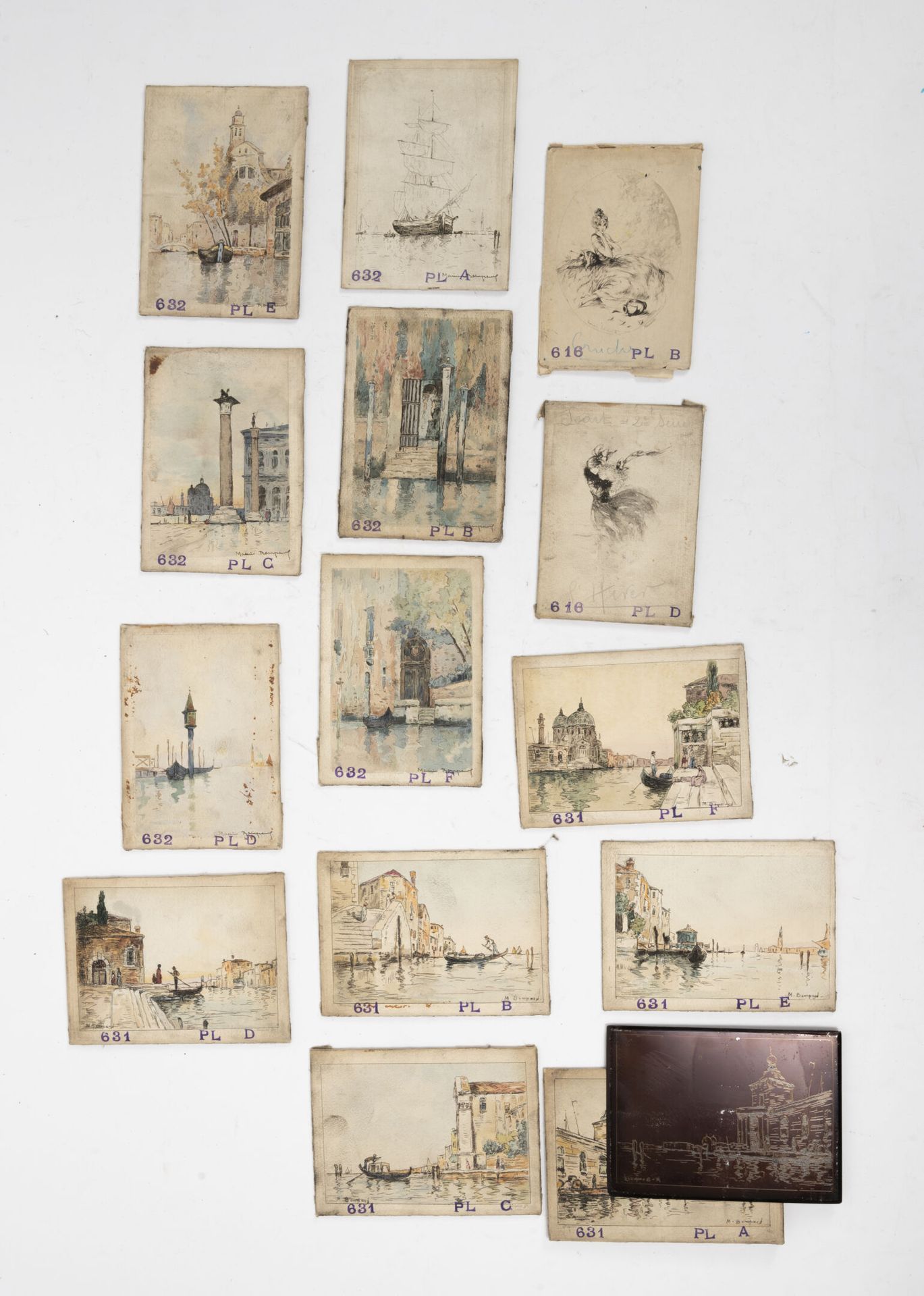 D'après Maurice BOMPARD (1857-1936) Lot de douze matrices de gravure représentan&hellip;
