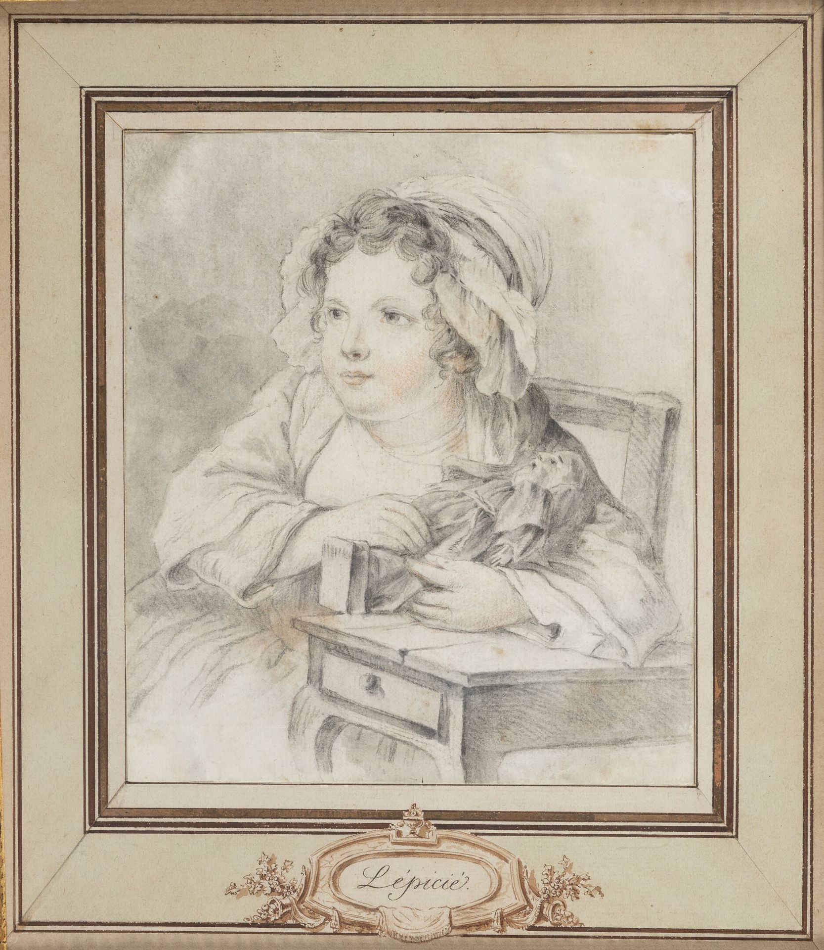 Ecole française dans le goût du XVIIIème siècle Retrato de una niña que sostiene&hellip;