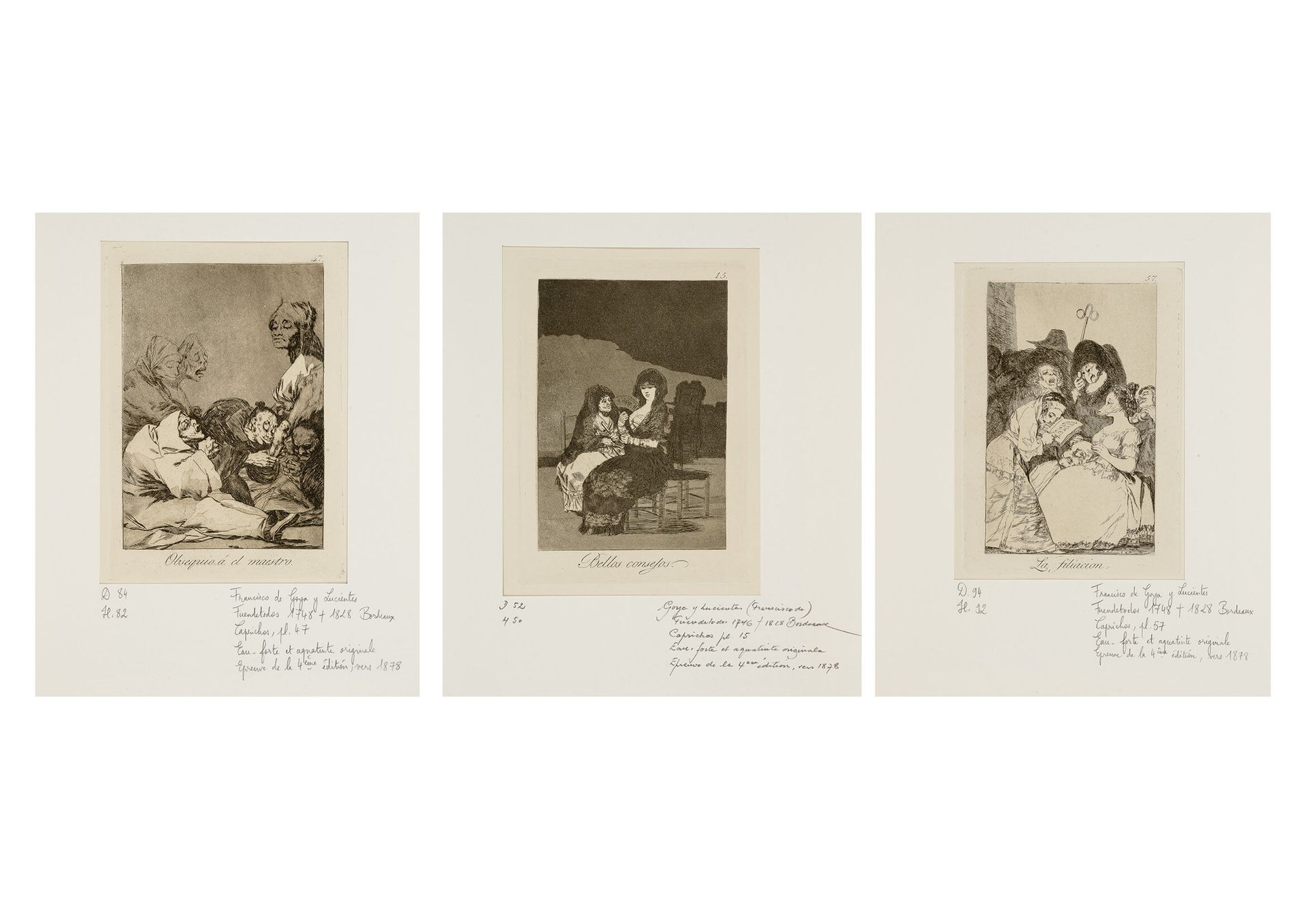 D'après Francisco de GOYA (1746-1828) 拍品包括三幅《随想曲》的版画（可能是1878年左右第四版的样张）。

- Bello&hellip;