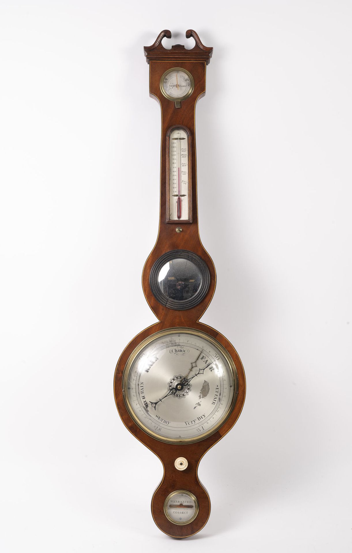 ANGLETERRE, style Sheraton, seconde moitié du XIXème siècle Barometer-Thermomete&hellip;