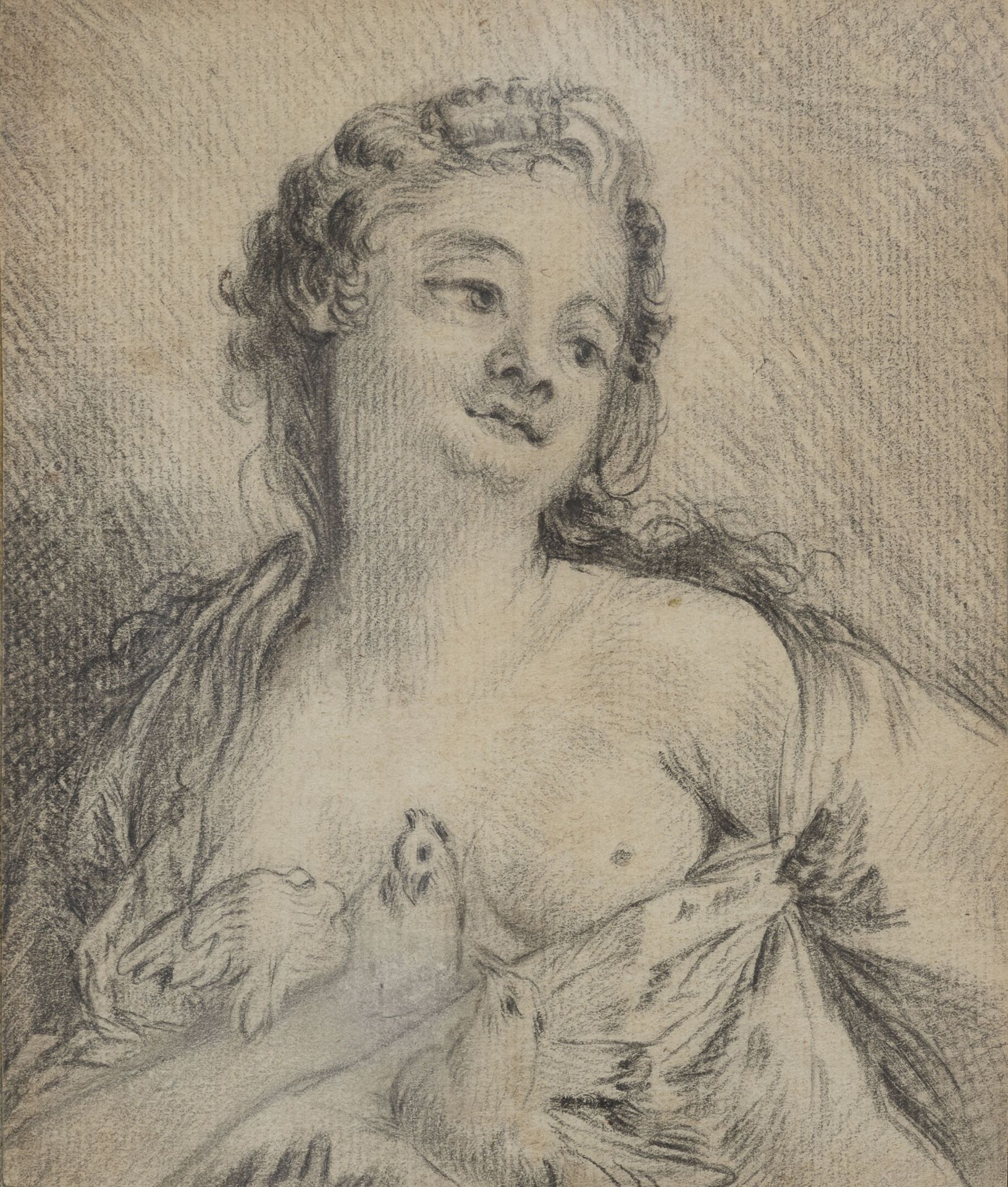 Dans le goût du XVIIIème siècle Mujer joven con busto desnudo y pareja de paloma&hellip;
