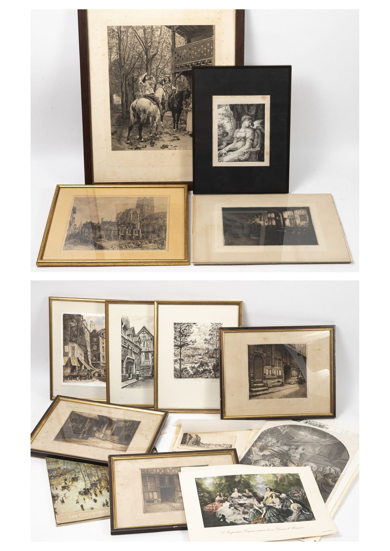 CAISSE : Lot of engravings and reproductions including 10 framed:

-Portrait of &hellip;