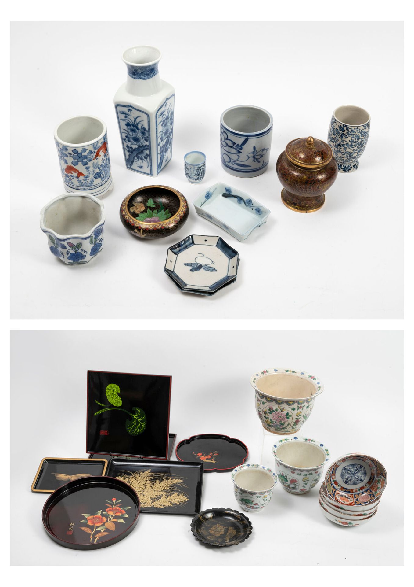 CHINE ou EUROPE, XXème siècle MANNETTE 

- Lot of pieces of form in porcelain, e&hellip;