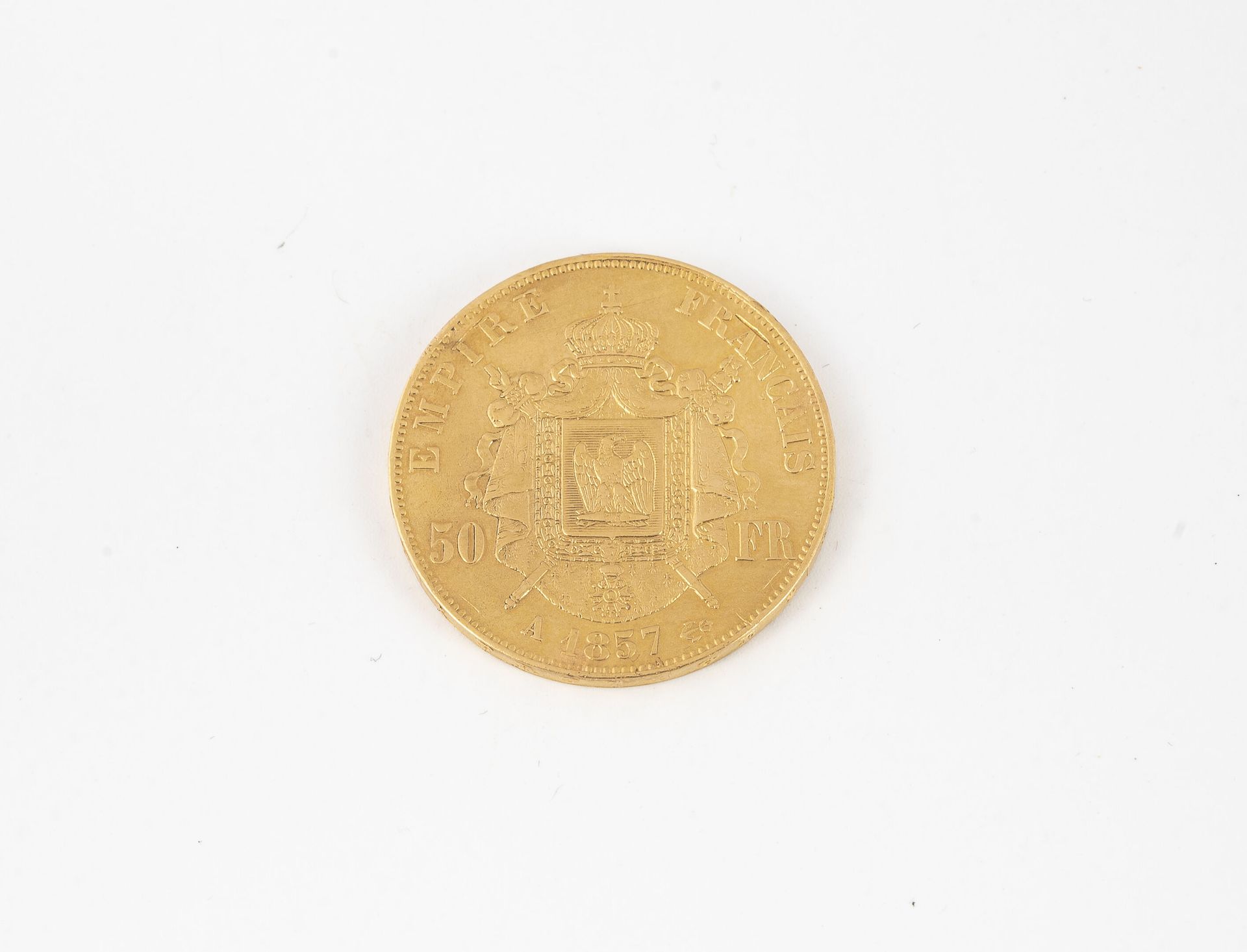 FRANCE. Moneda de oro de 50 francos (900). Napoleón III - Cabeza desnuda - 1857 &hellip;