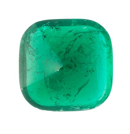 Null Emerald cushion cut cabochon with Russian sides on paper of very beautiful &hellip;