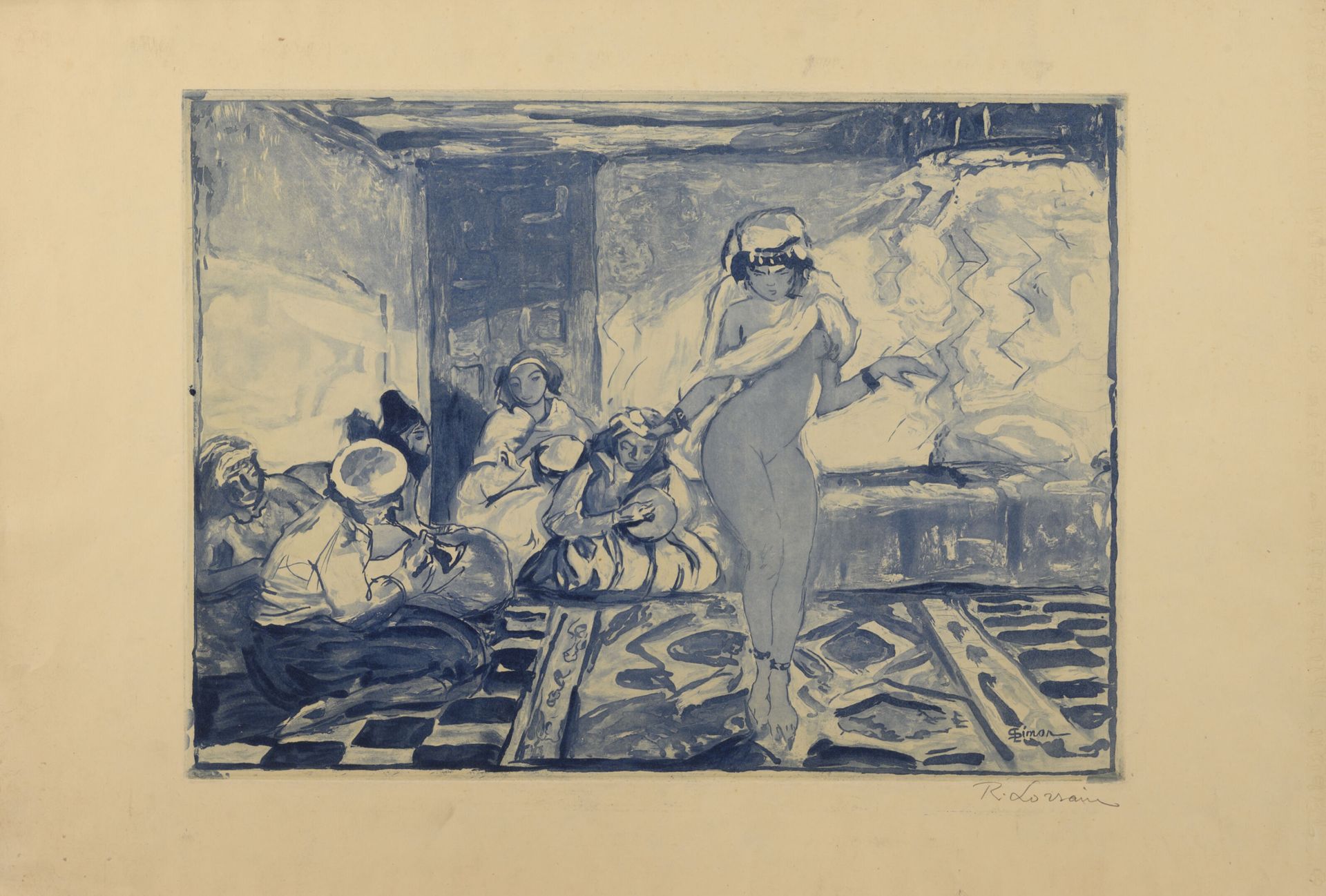 D'après Lucien SIMON (1861-1945) 东方舞者》。

纸上蚀刻和水印。

右下角有雕刻家René Lorrain签名的两张样张。

&hellip;