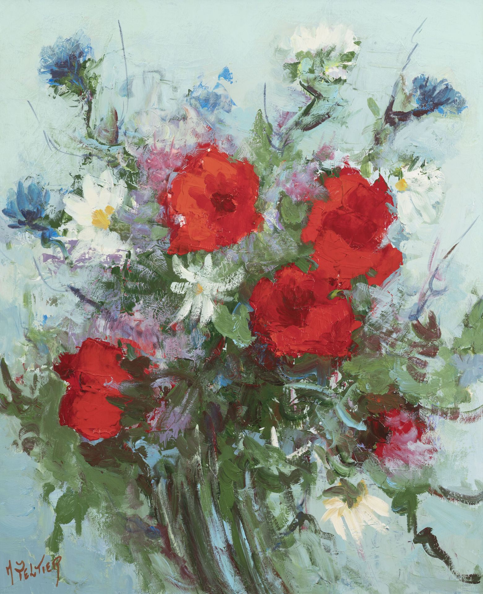 Marcel PELTIER (1924-1998) Strauß von Blumen.
Öl auf Leinwand.
Signiert in der u&hellip;