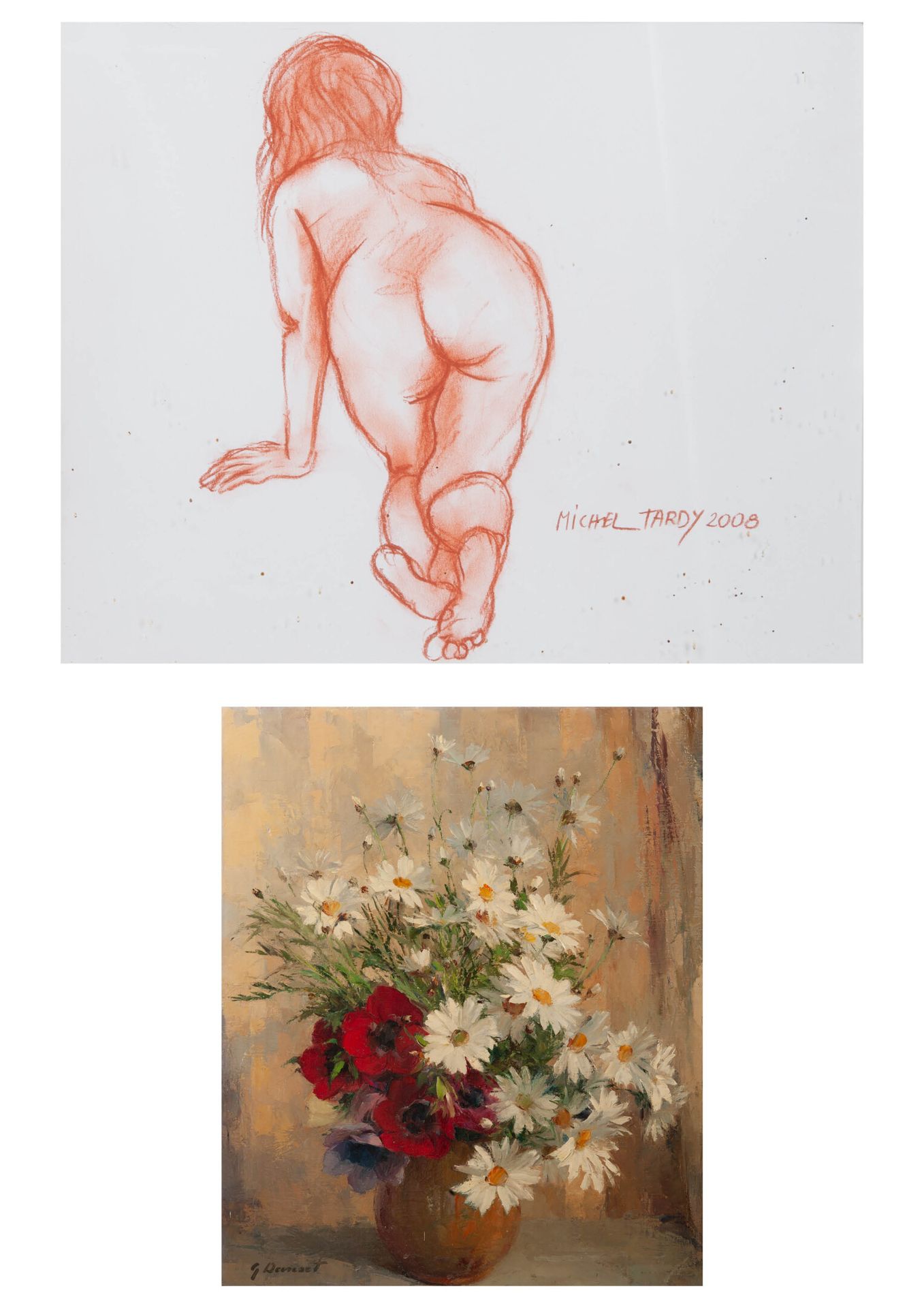Pierre GONTARD (1927) Strauß von Blumen. 
Öl auf einer Holztafel. 
Signiert in d&hellip;