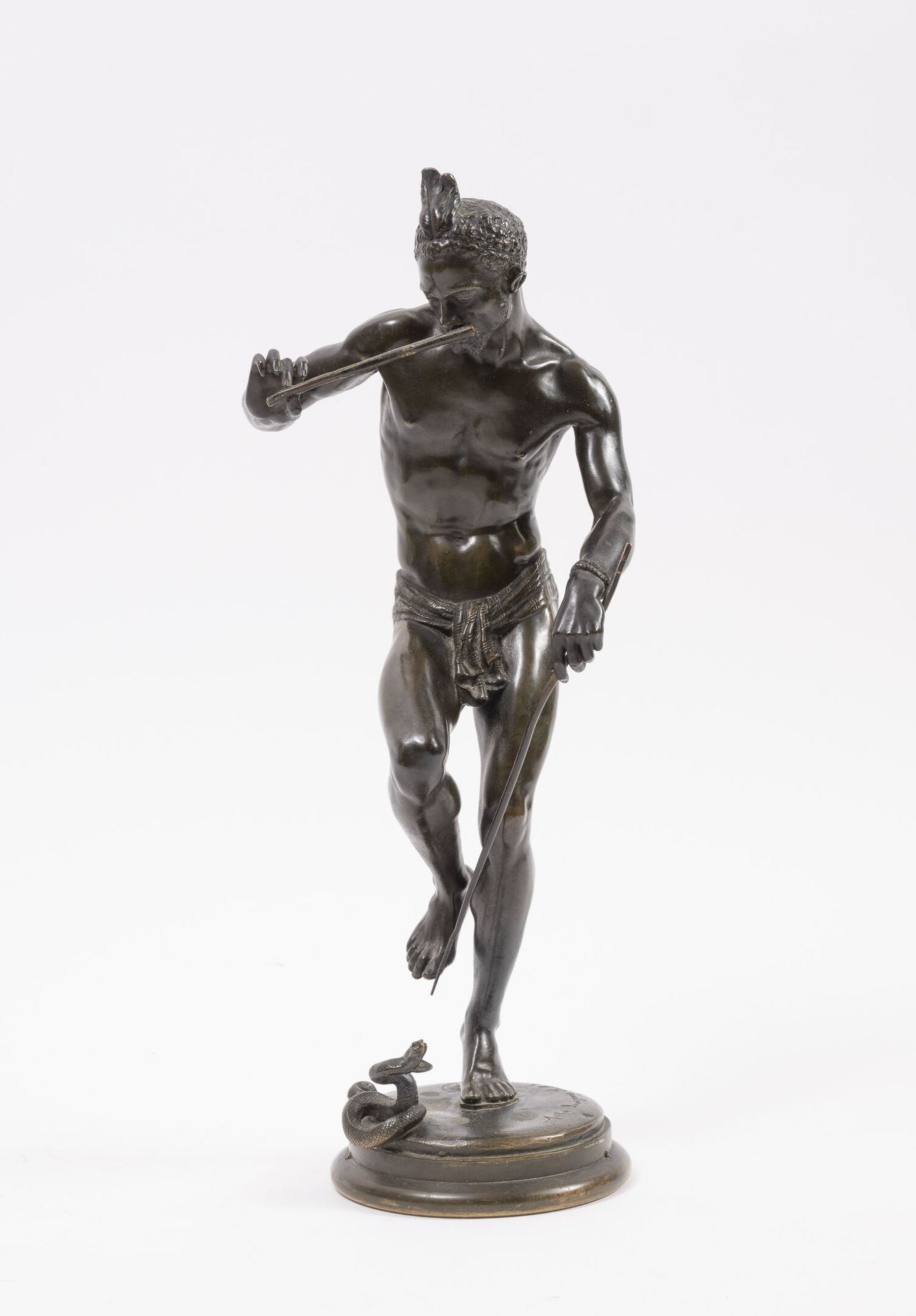 D'après Charles Arthur BOURGEOIS (1838-1886) Der Schlangenbeschwörer. 
Bronzeabg&hellip;