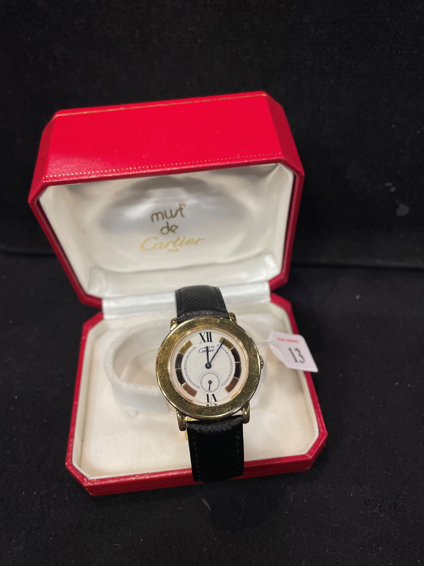 CARTIER, Must Reloj de pulsera en plata vermeil (925).
Caja redonda con corona. &hellip;