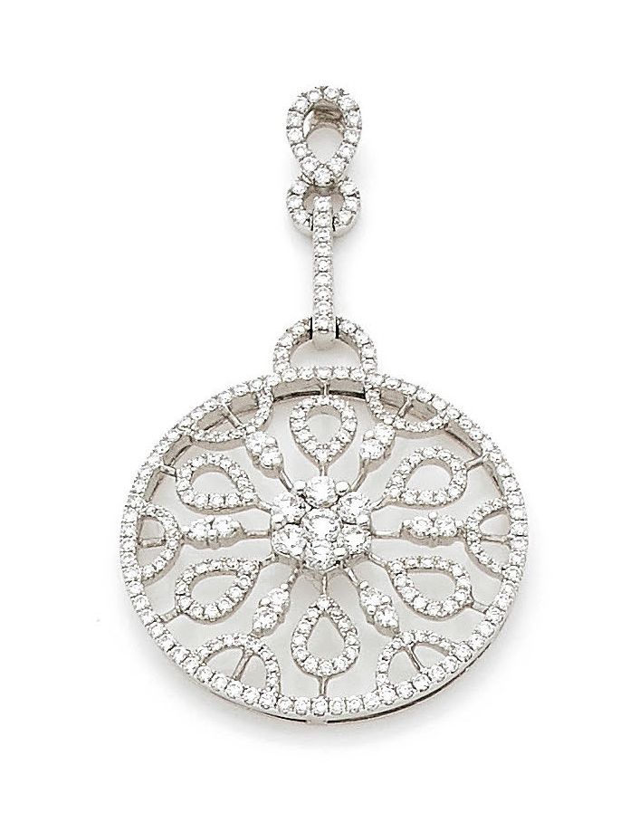 Null White gold (750) pendant entirely set with brilliant-cut diamonds, the elon&hellip;