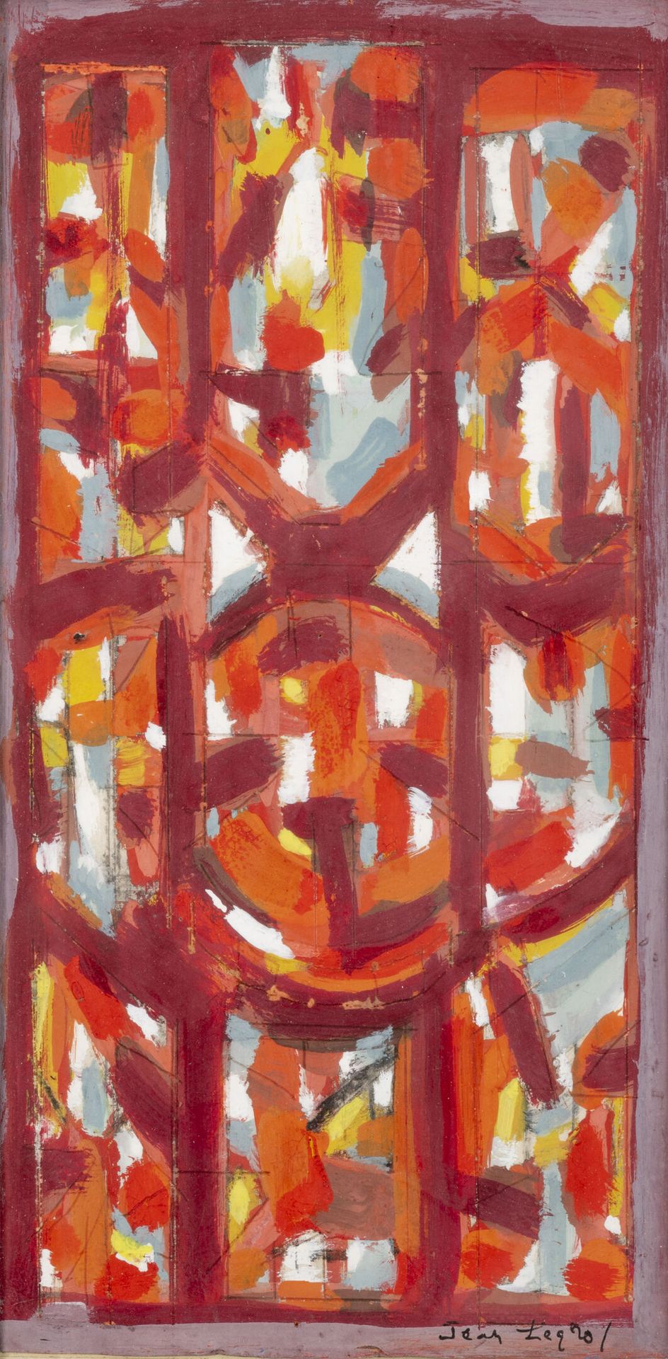 Jean LEGROS (1917-1981) 无题》，1957年。
水粉画在纸上。
右下方有签名和日期。
画框背面有标题。
32 x 16厘米（展出）。
未在&hellip;