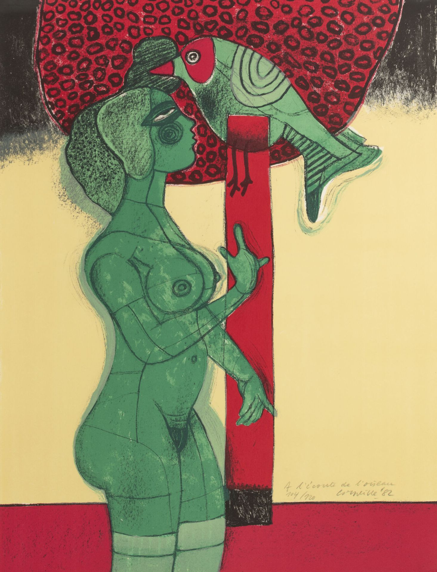CORNEILLE (1922-2010) Listening to the bird, 1982.
Lithograph in colors on paper&hellip;