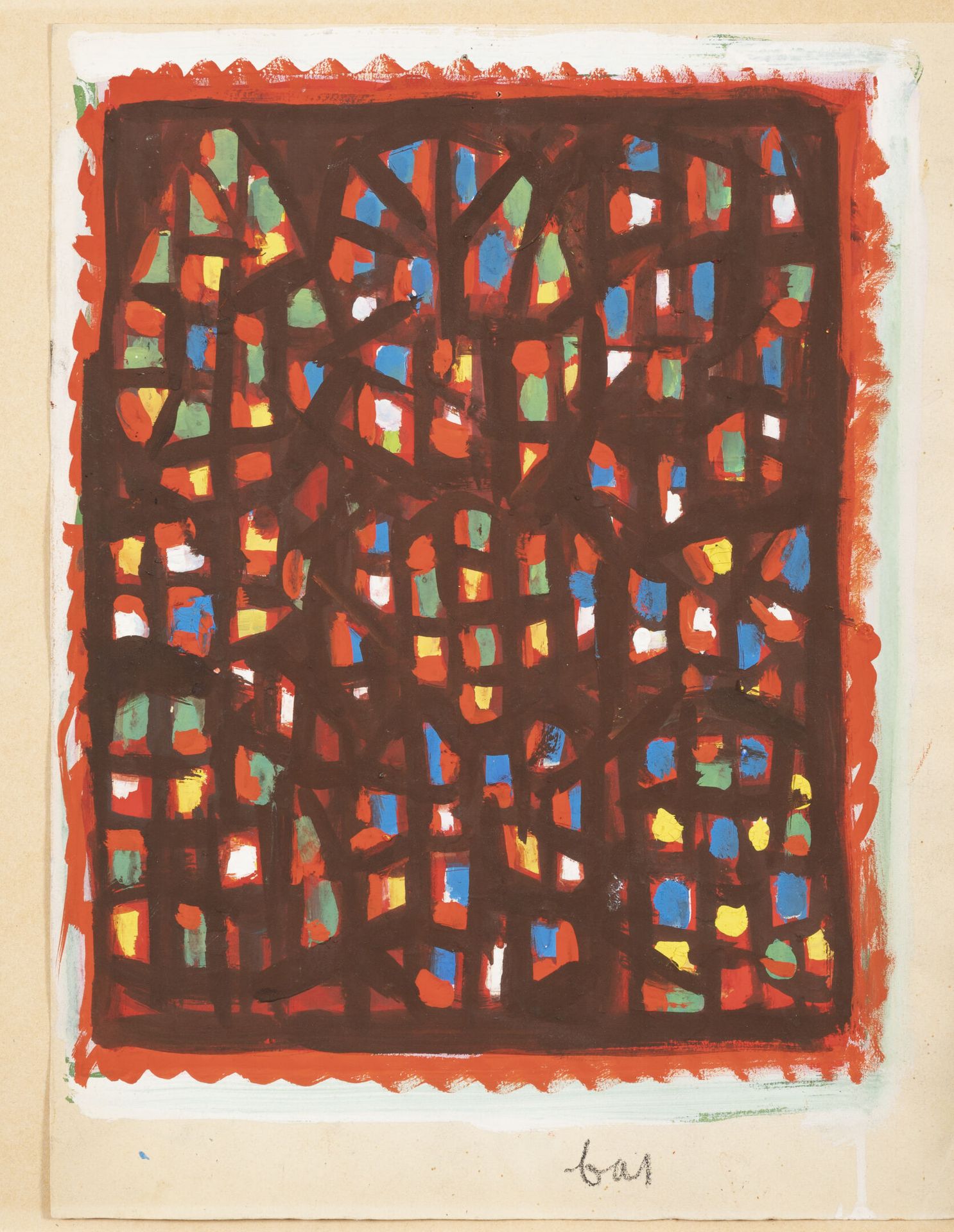 Jean LEGROS (1917-1981) 无题》，约1955年。
水粉画在纸上。
无符号。
26.5 x 21 厘米。
