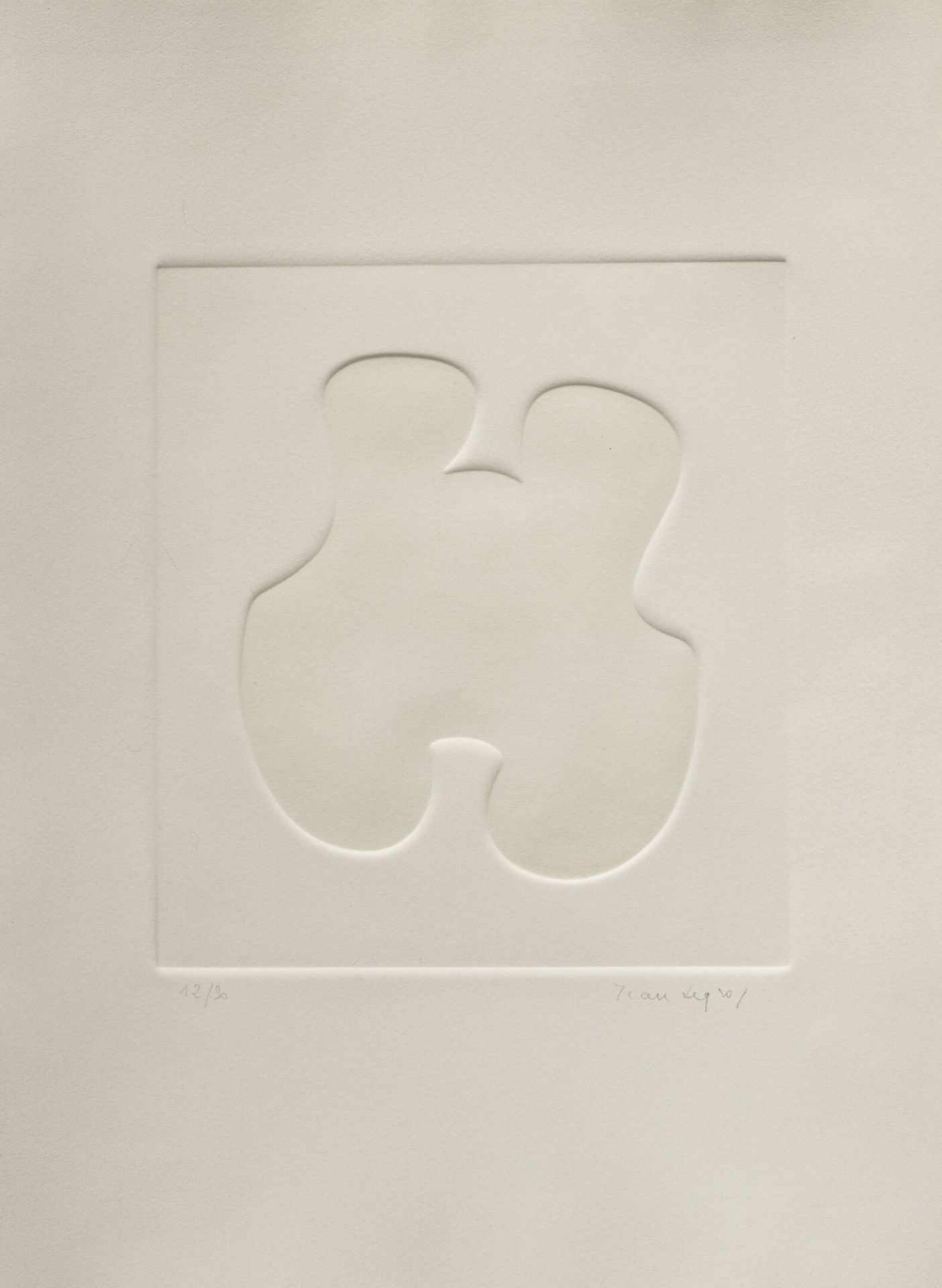 Jean LEGROS (1917-1981) 无题，浮雕。
打印在纸上。
右下方有签名，左下方有编号12/30。
37,5 x 28 cm。