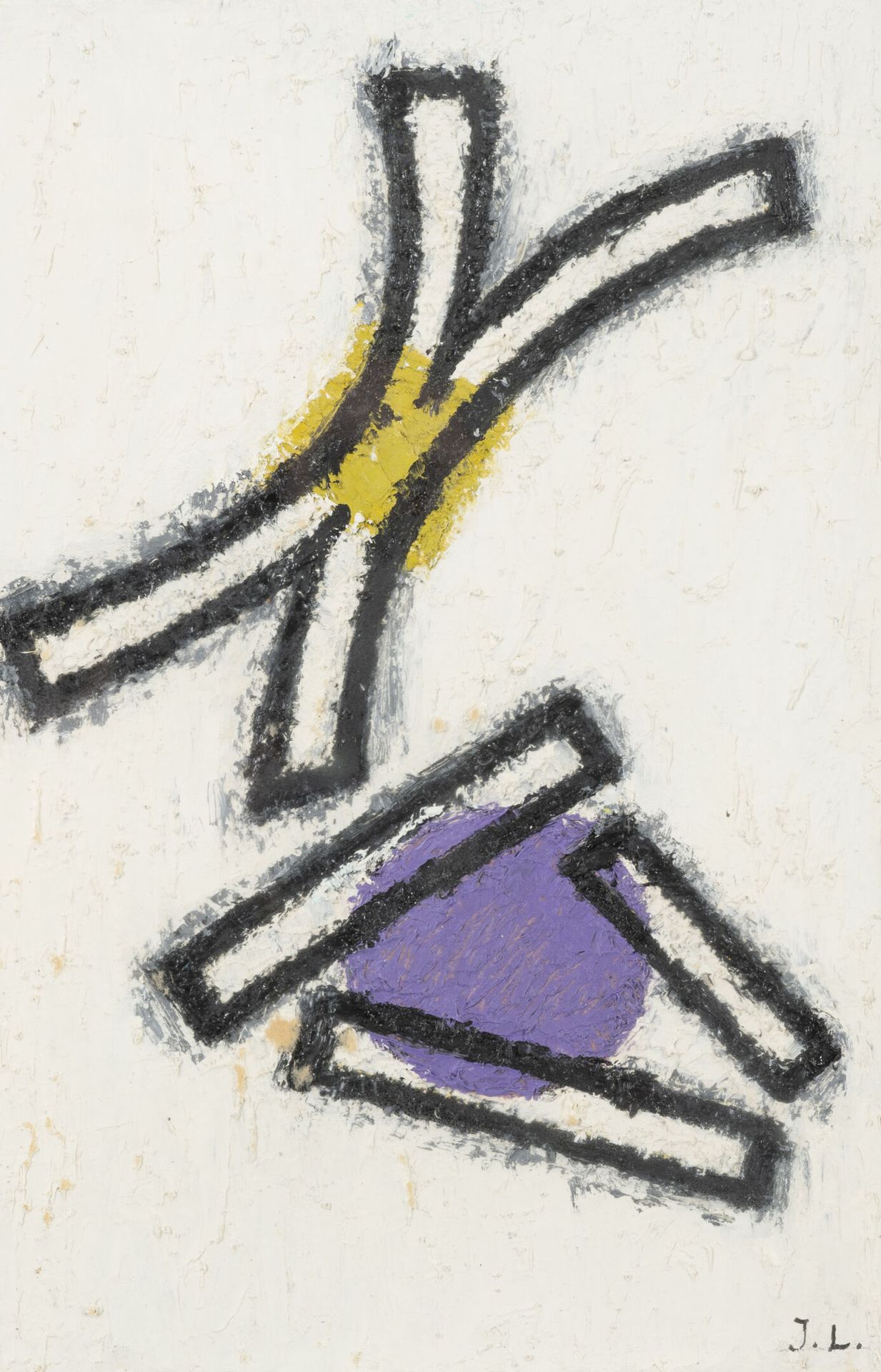 Jean LEGROS (1917-1981) 无题》，约1960年。
纸板上的油彩。
右下角有图案。
30 x 20厘米（展出）。
没有从框架中检查出来的作品&hellip;