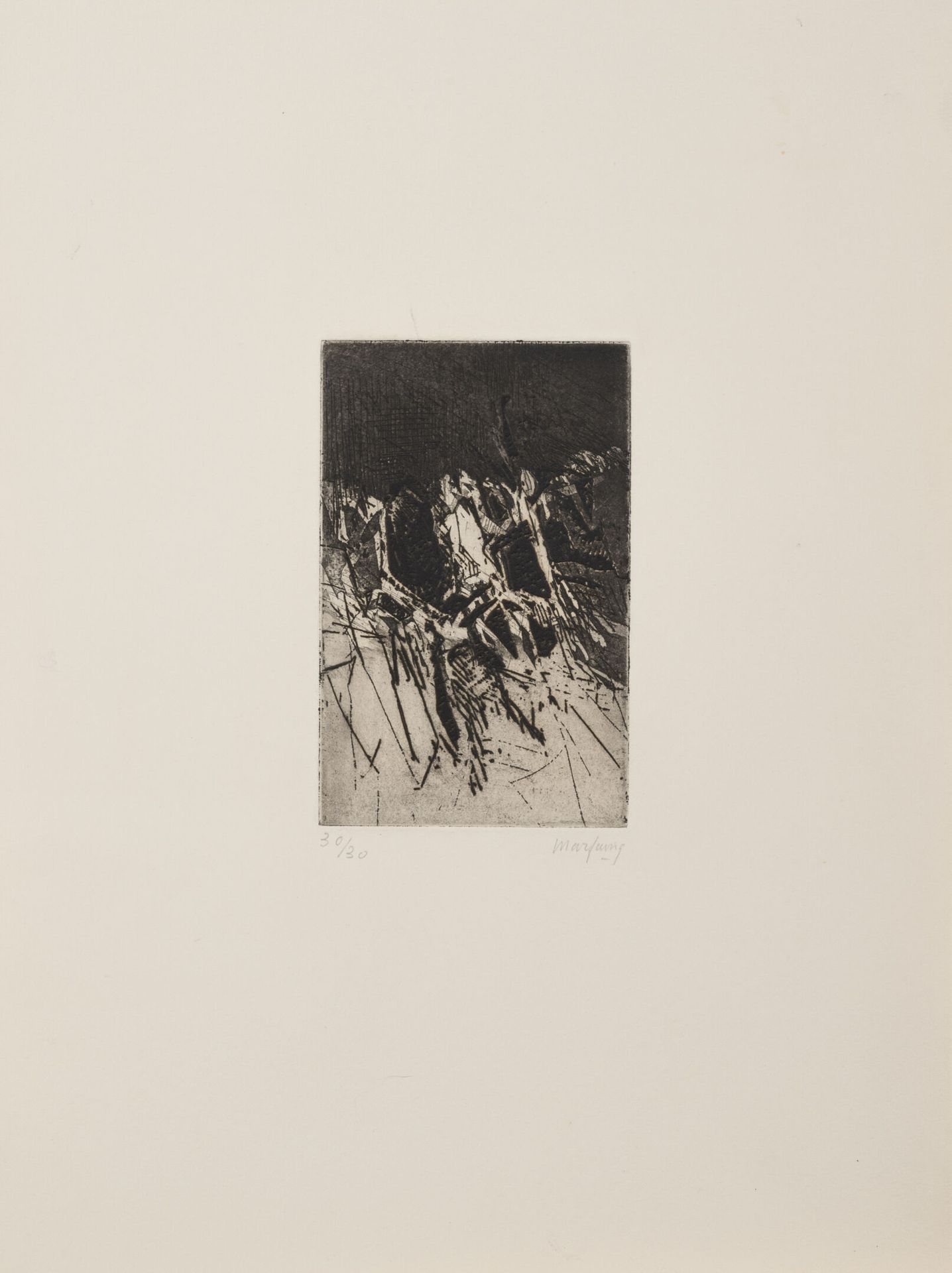 André MARFAING (1925-1987) Sign II, No. 2, 1962.
纸上蚀刻画。
右下方有签名，左下方有编号30/30。
38 x&hellip;