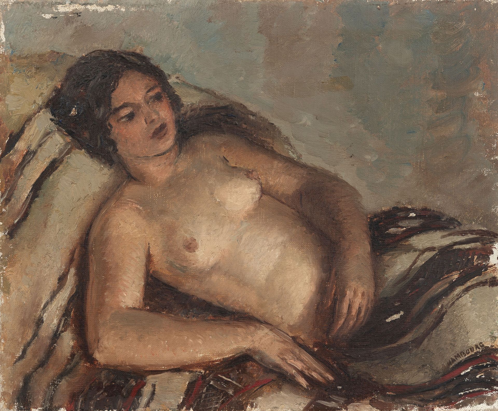 André HAMBOURG (1909-1999) Retrato de una joven reclinada, hacia 1935-40.
Óleo s&hellip;