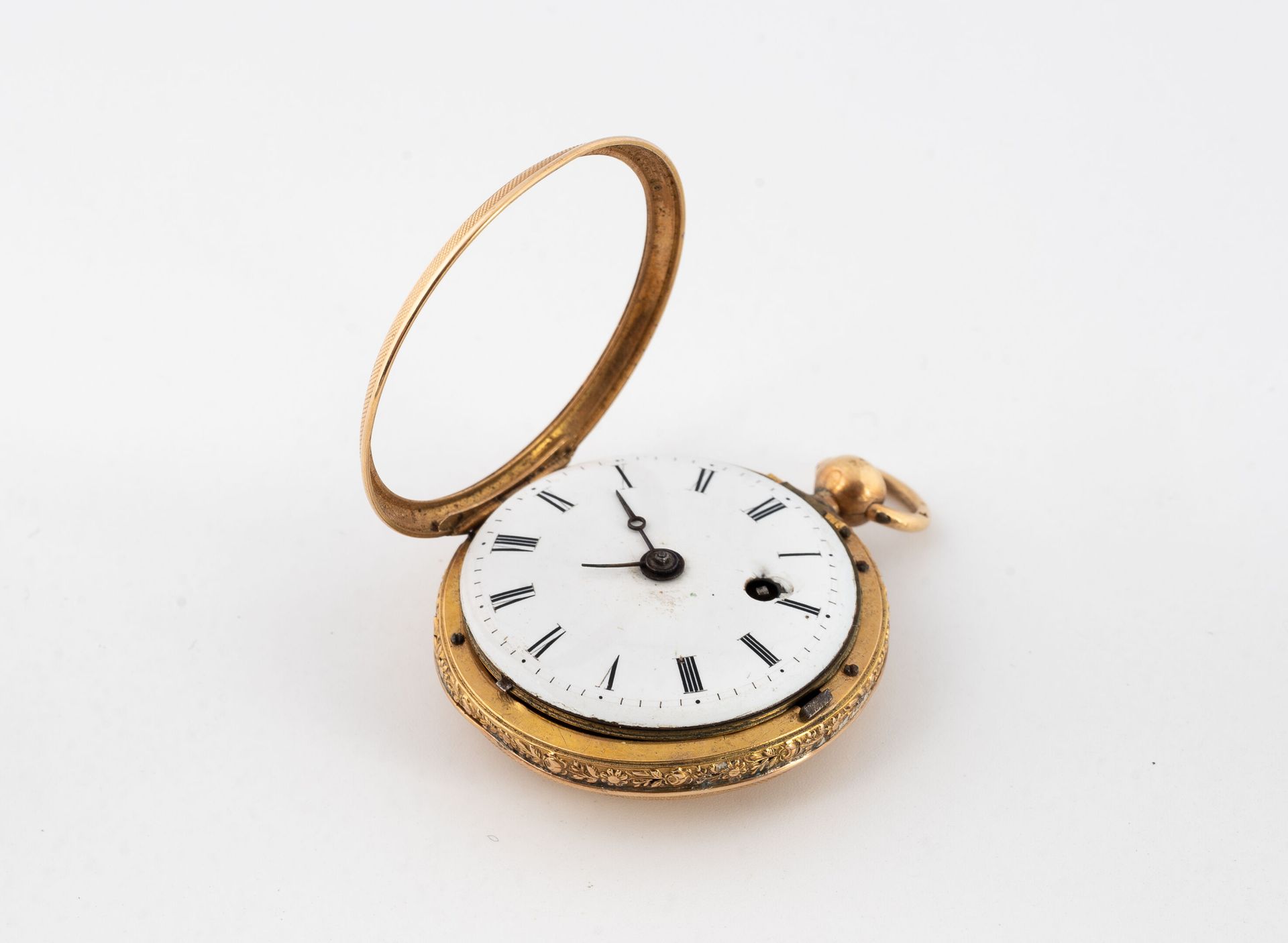 Null Yellow gold collar watch (750).
Back cover with radiating guilloche decorat&hellip;